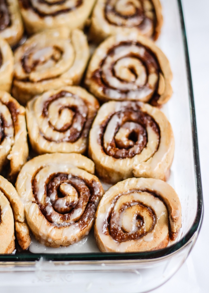 Dairy Free + Gluten Free Cinnamon Rolls with Vanilla Bean Glaze