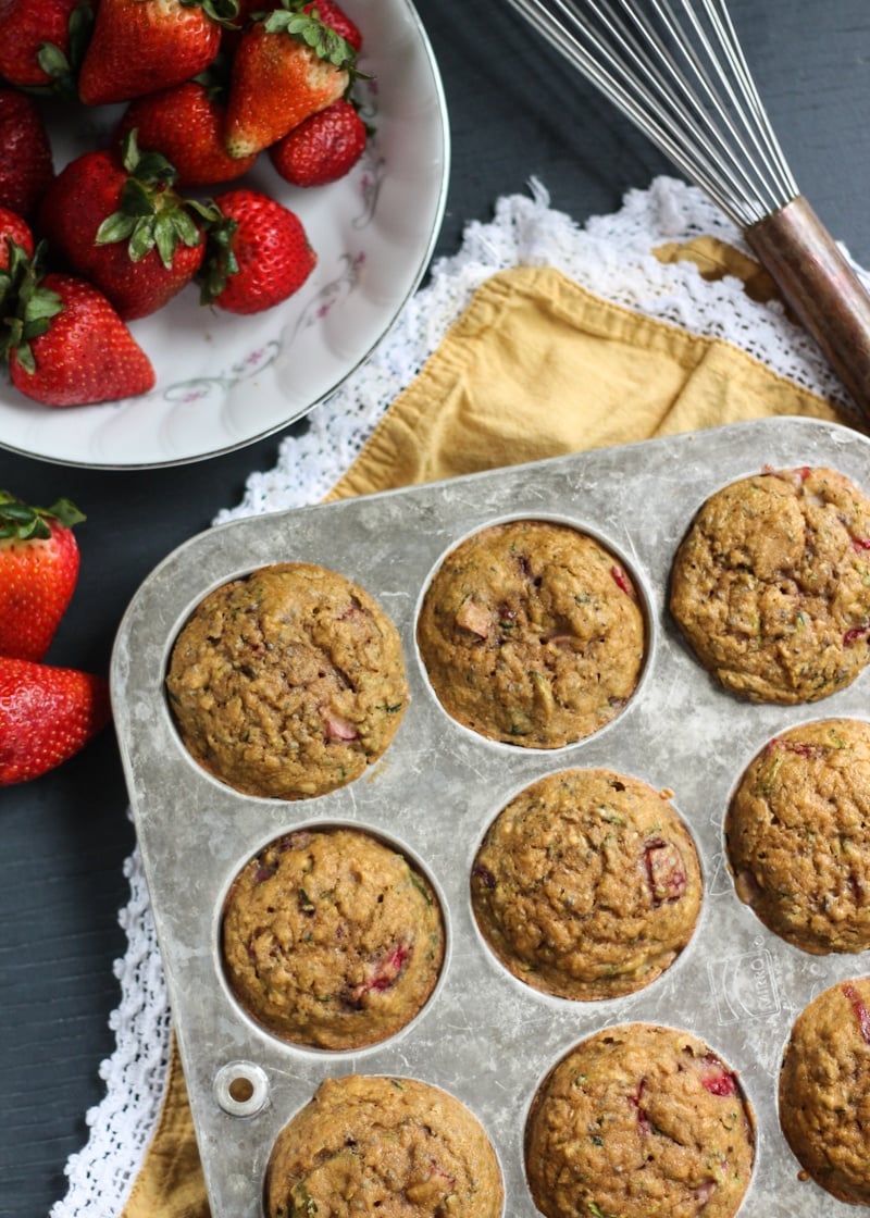 Chia, Lemon & Strawberry Zucchini Muffins Ambitious Kitchen