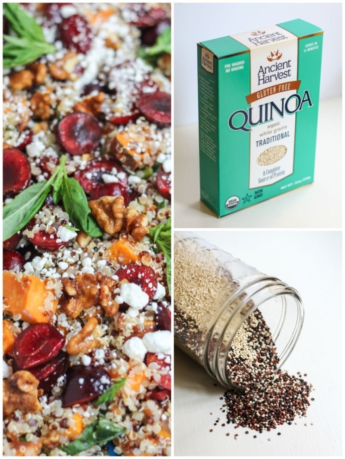 Sweet Potato Quinoa Salad with Cherries, Goat Cheese