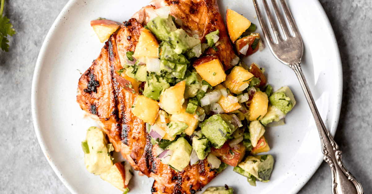 Firecracker Salmon with Peach Avocado Salsa Ambitious Kitchen