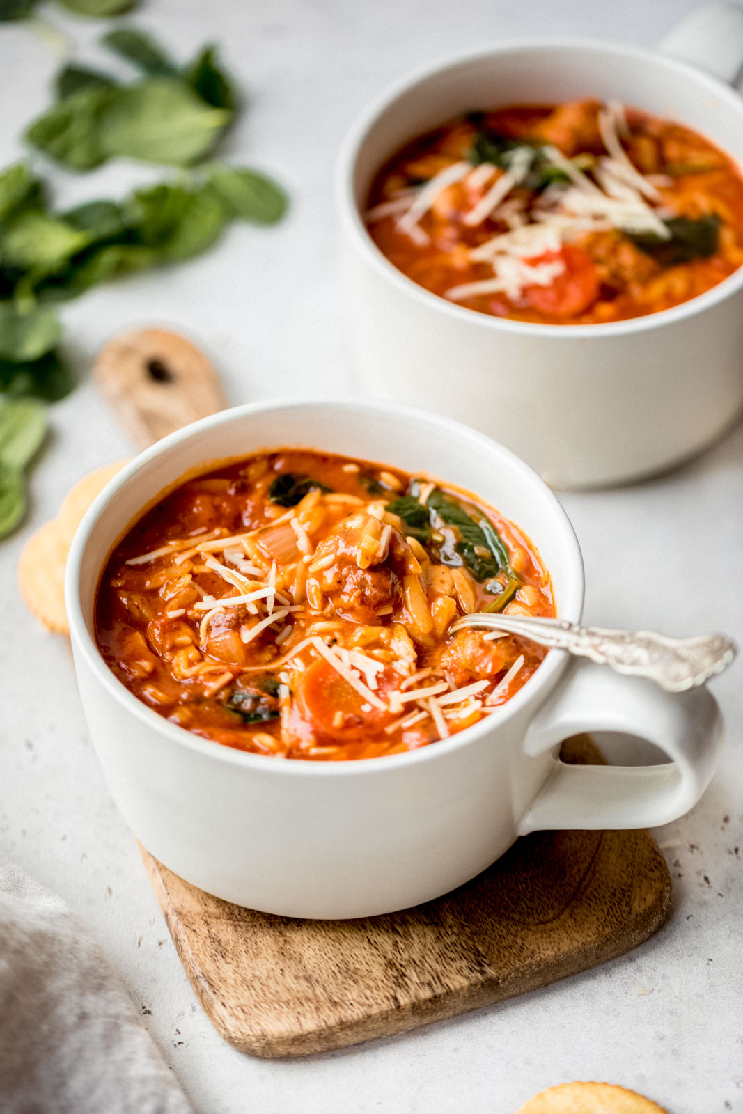 Creamy Tomato Orzo Soup with Mini Turkey Meatballs TheDirtyGyro