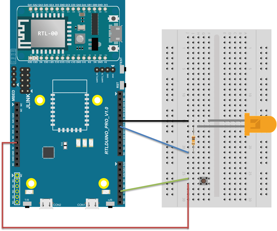 Ameba Arduino [RTL8710AF] GPIO Use A Button To Control The Blinking