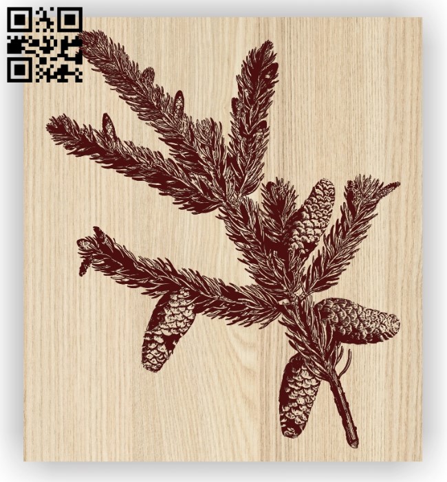 Pine branch E0012472 file cdr and dxf free vector download for laser