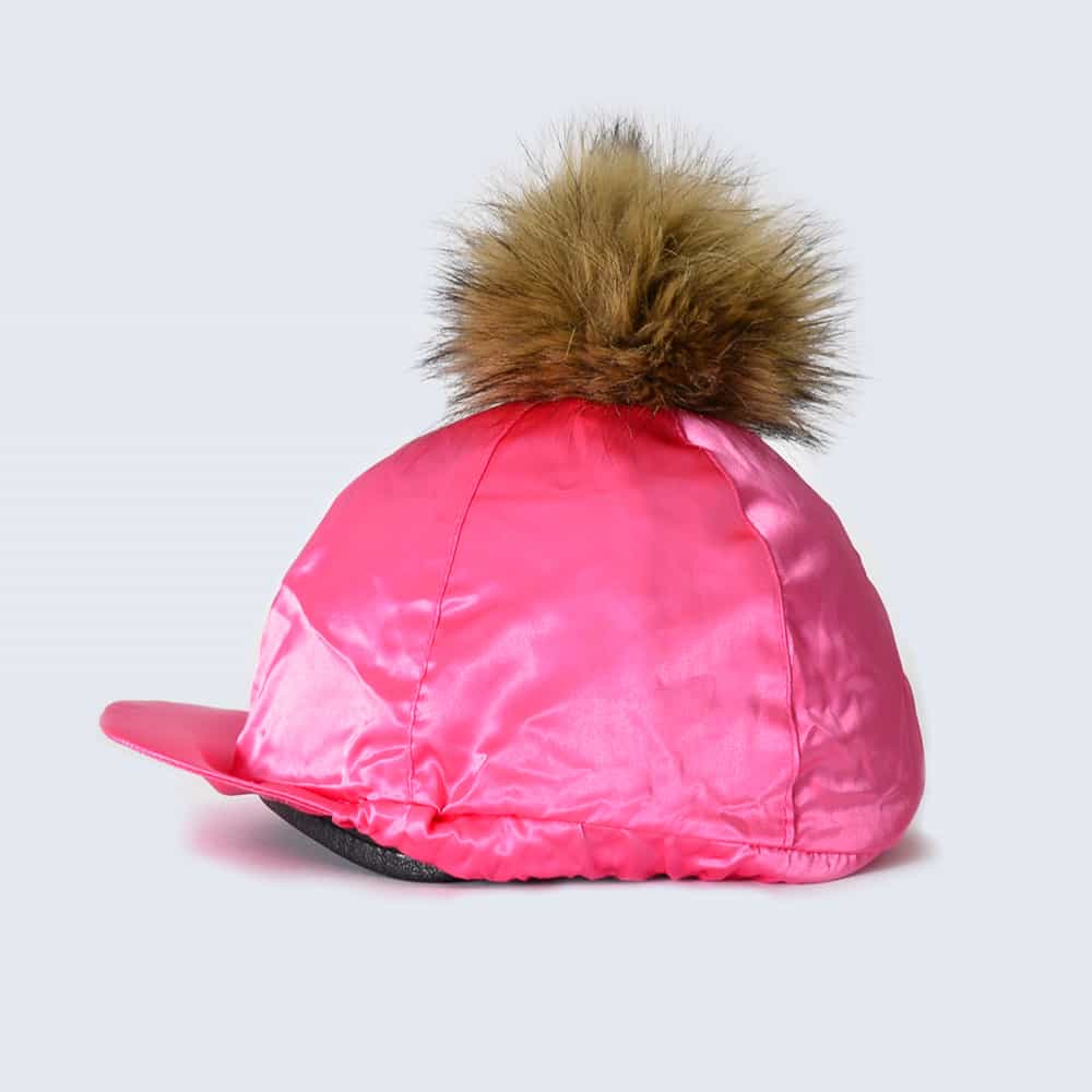 Fuchsia Hat Silk with Brown Faux Fur Pom Pom » Amelia Jane London