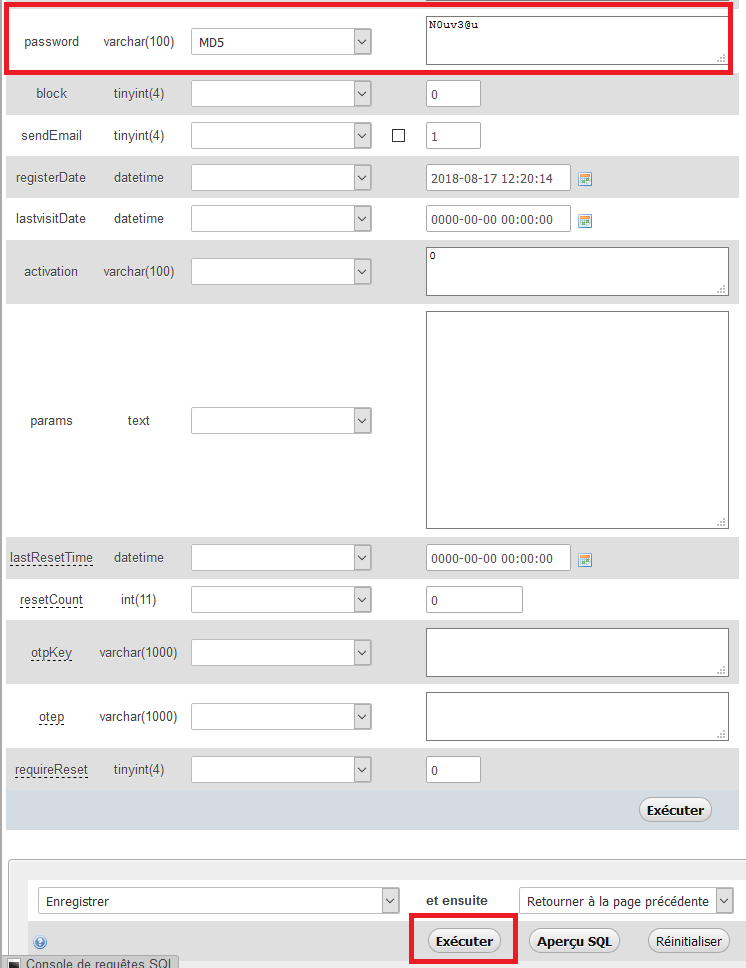 Comment changer le mot de passe du compte administrateur