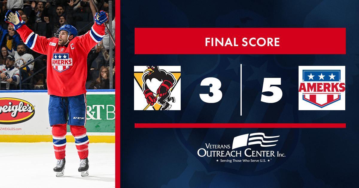 MERSCH LEADS AMERKS TO 53 WIN OVER PENGUINS Rochester Americans