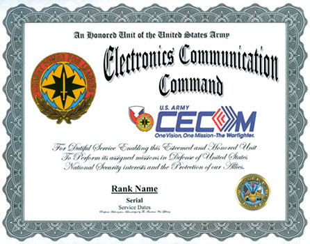 USA Electronics Communications Command, CECOM Service Display Recognition
