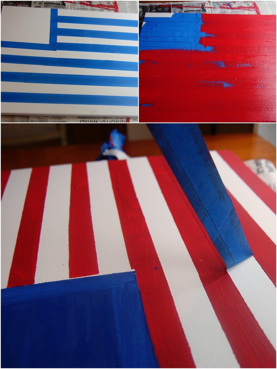 Canvas American Flag Tape Resist A Mom's Take