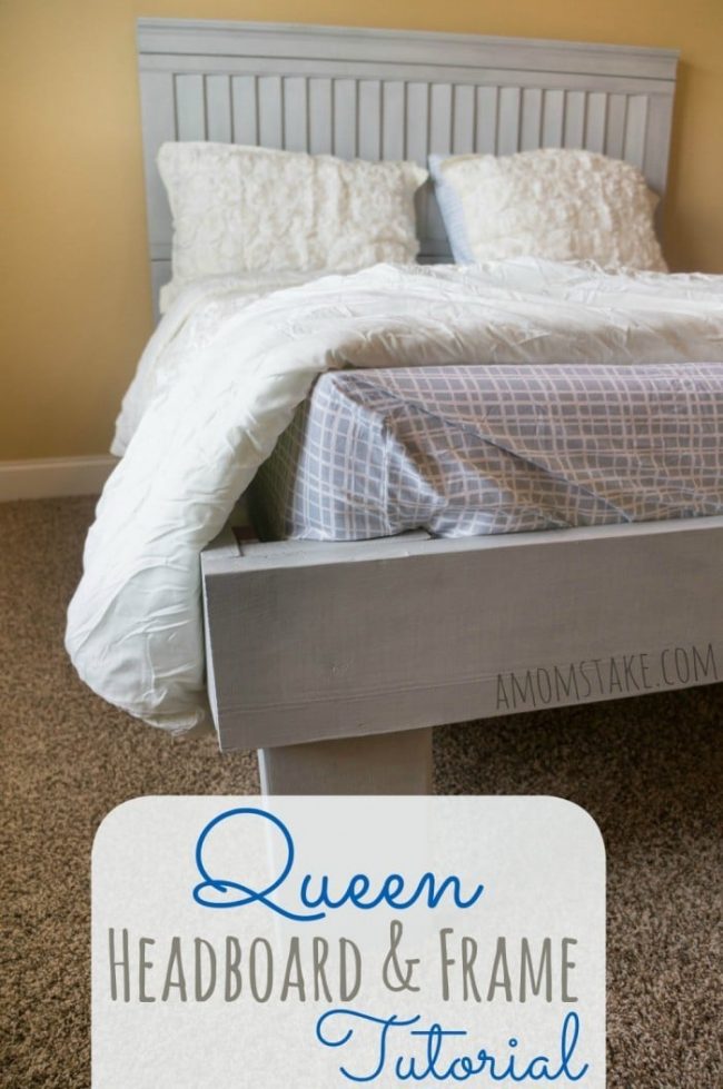 DIY Queen Headboard and Frame Tutorial A Mom's Take