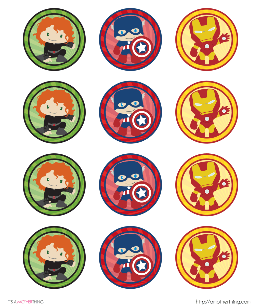 Free Avengers Super Hero Birthday Party Cupcake Topper Printables It