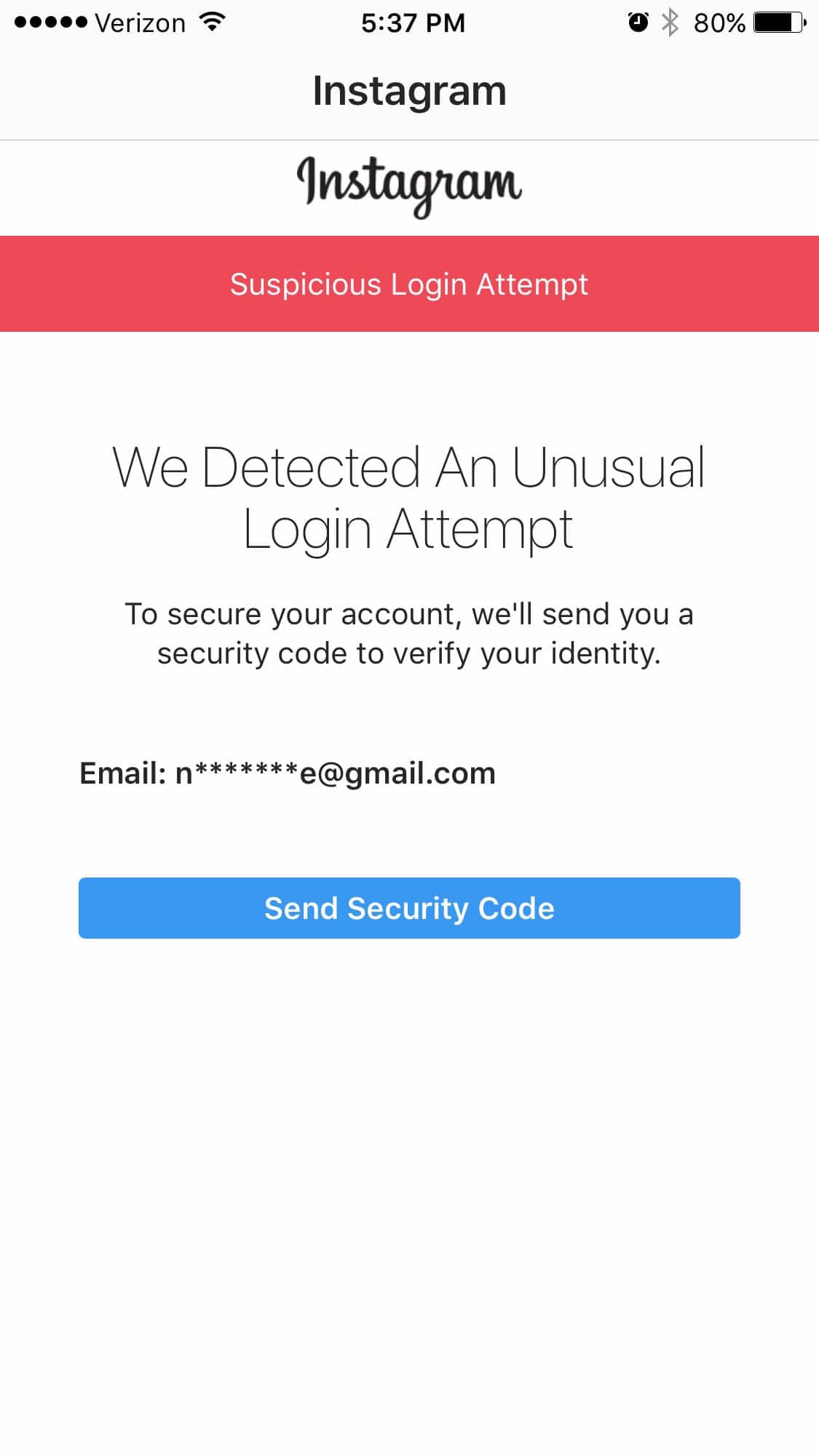 exampleinstagramverification01unusualsecuritycode Ampfluence 1 Instagram Growth Service