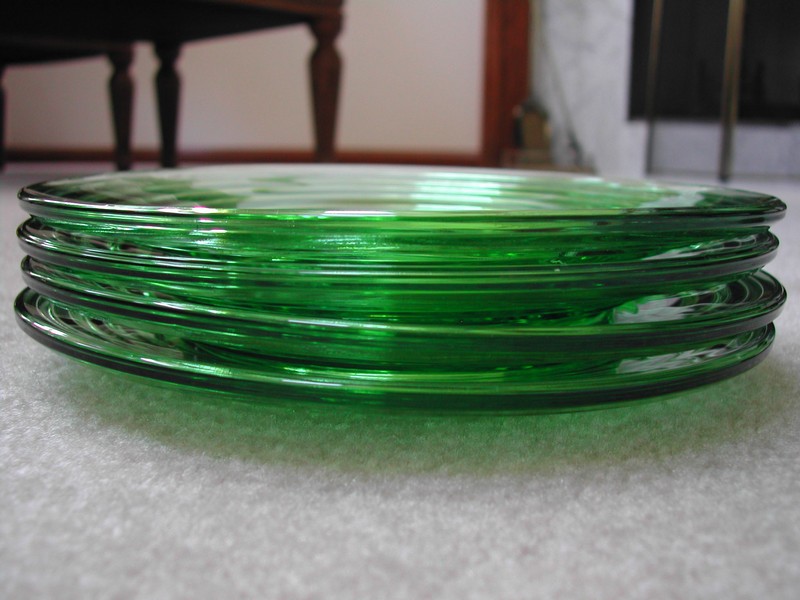 Anchor Hocking "Park Avanue" Manhattan Green Glass Plates