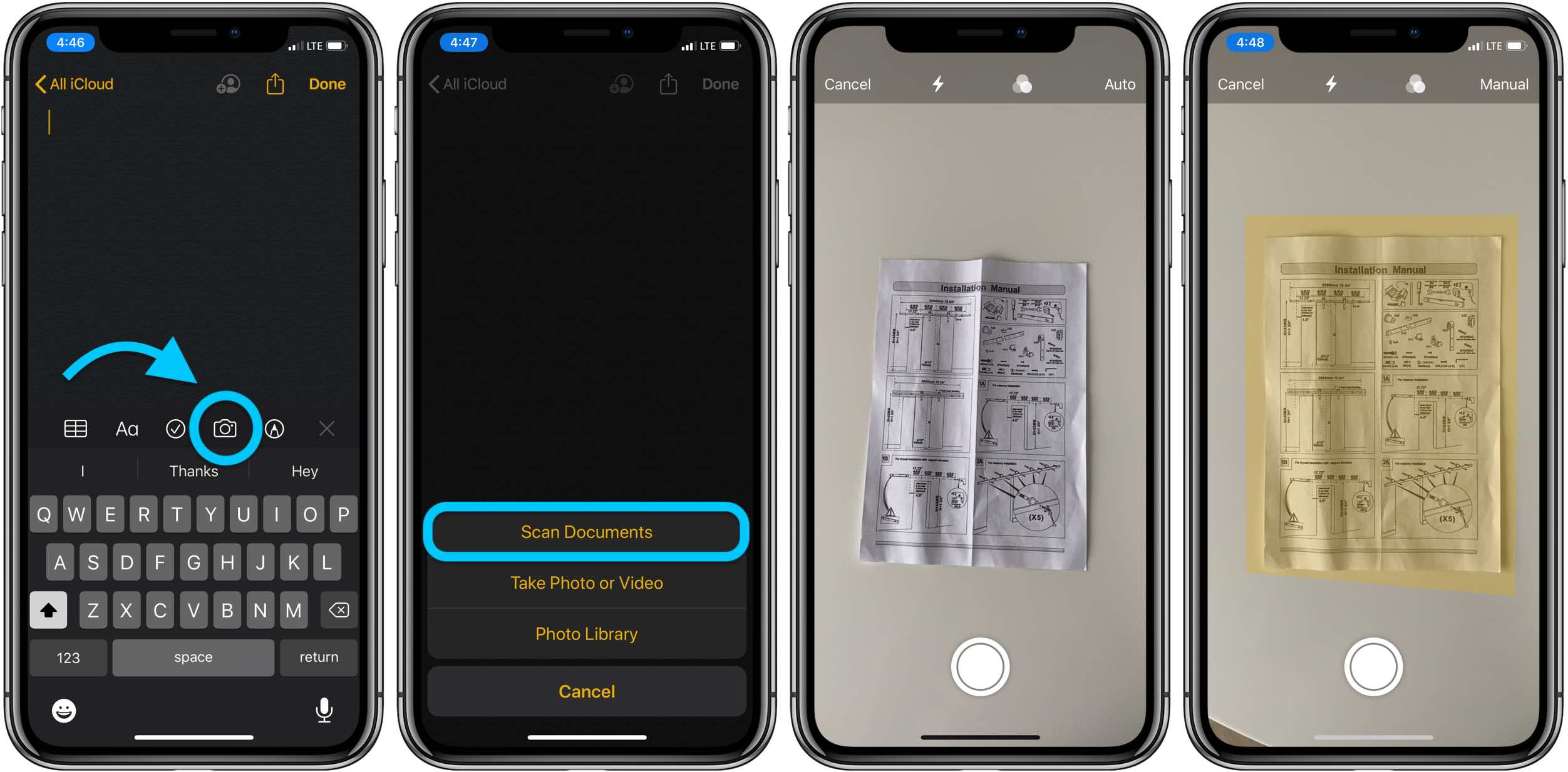 iPhoneのNotesアプリでドキュメントをスキャンする方法 Around Mobile World
