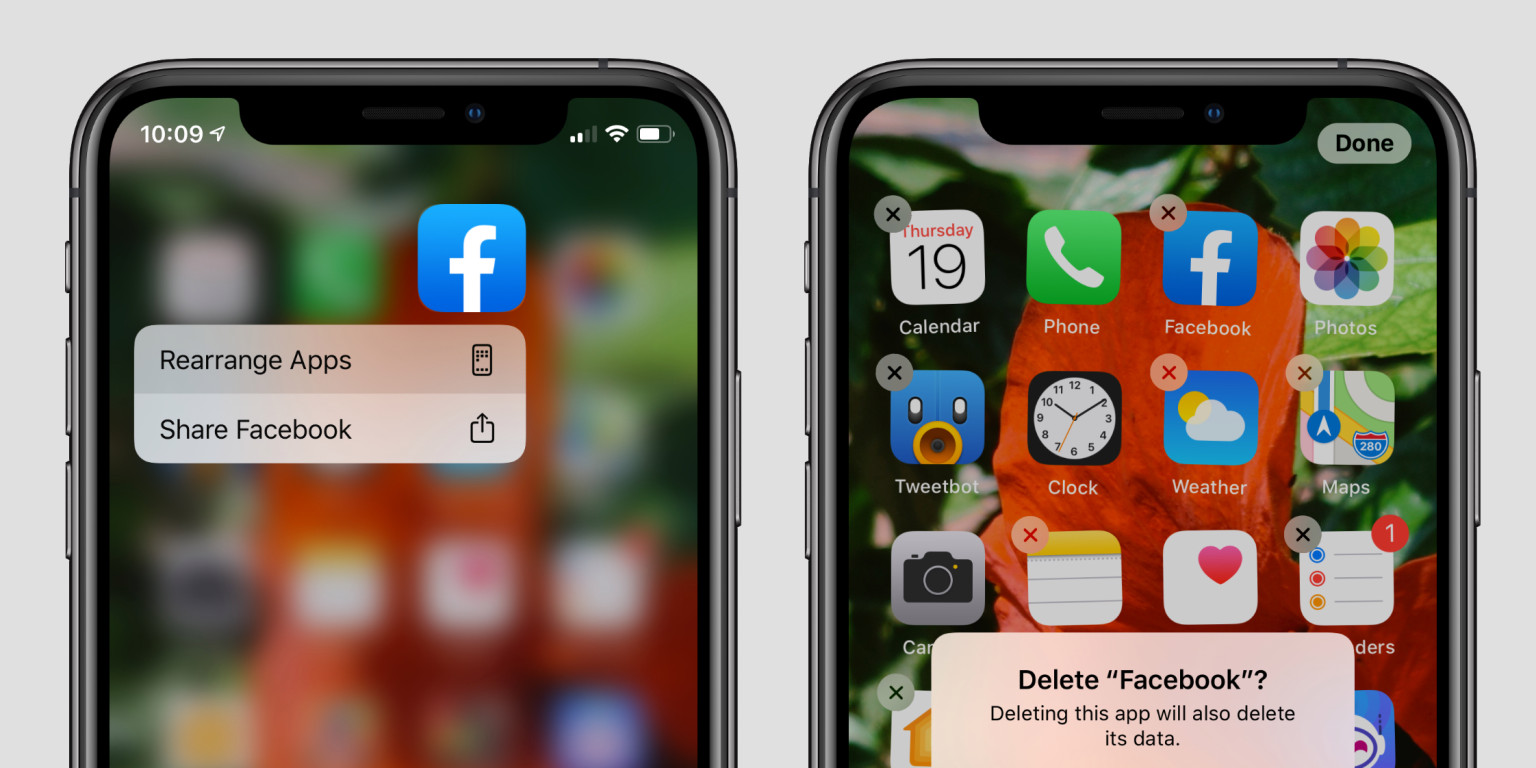iOS 13を搭載したiPhoneとiPadのでアプリを削除する方法 Around Mobile World