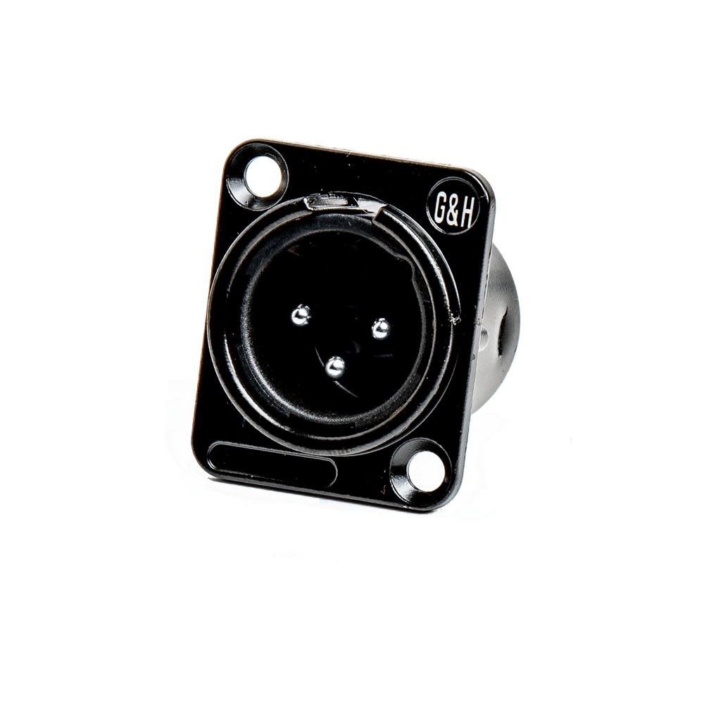 3Pin XLR Male Panel/Chassis Mount Connector Black/Tin AMX Audio