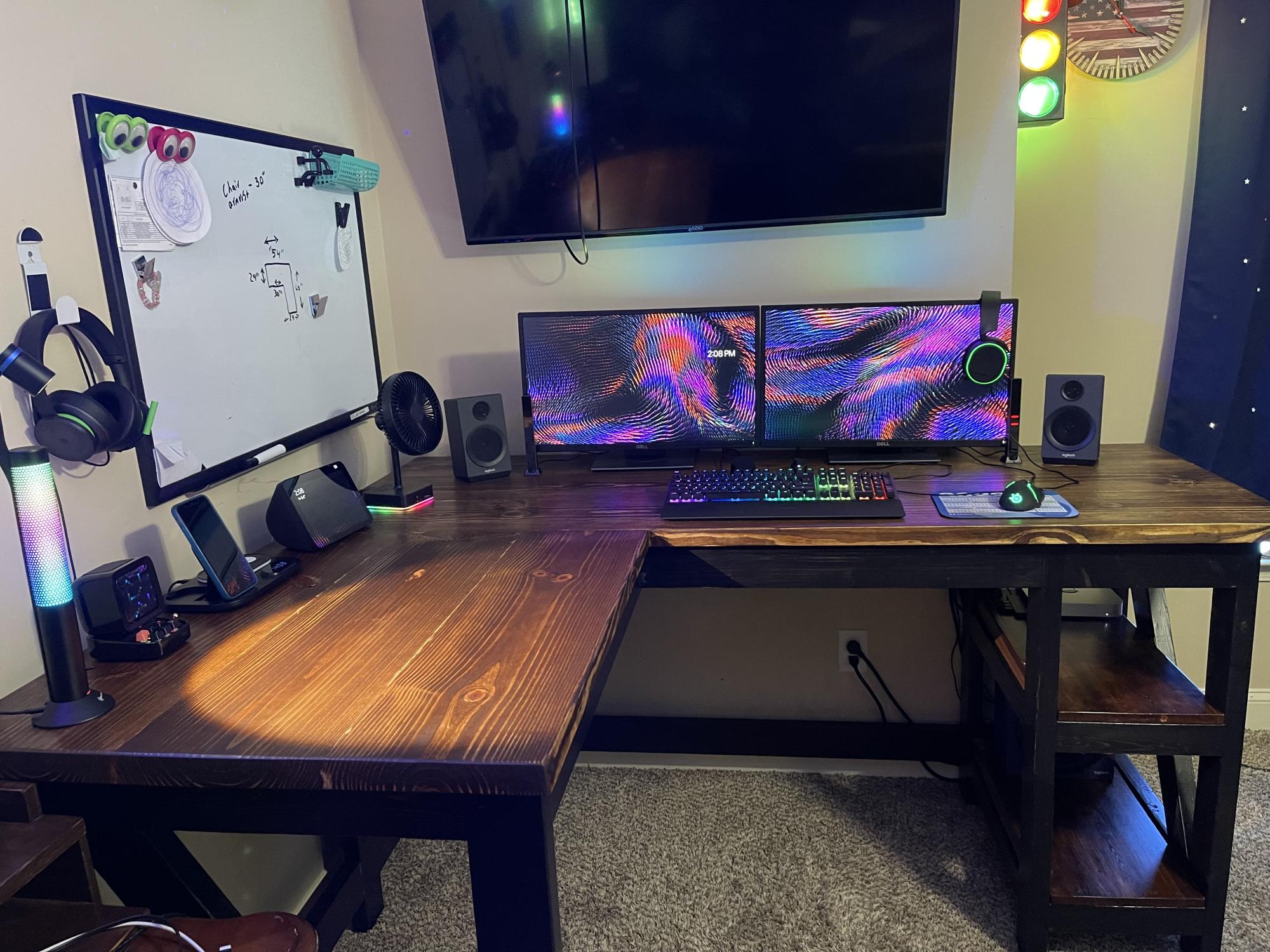 L shaped triple x desk Ana White