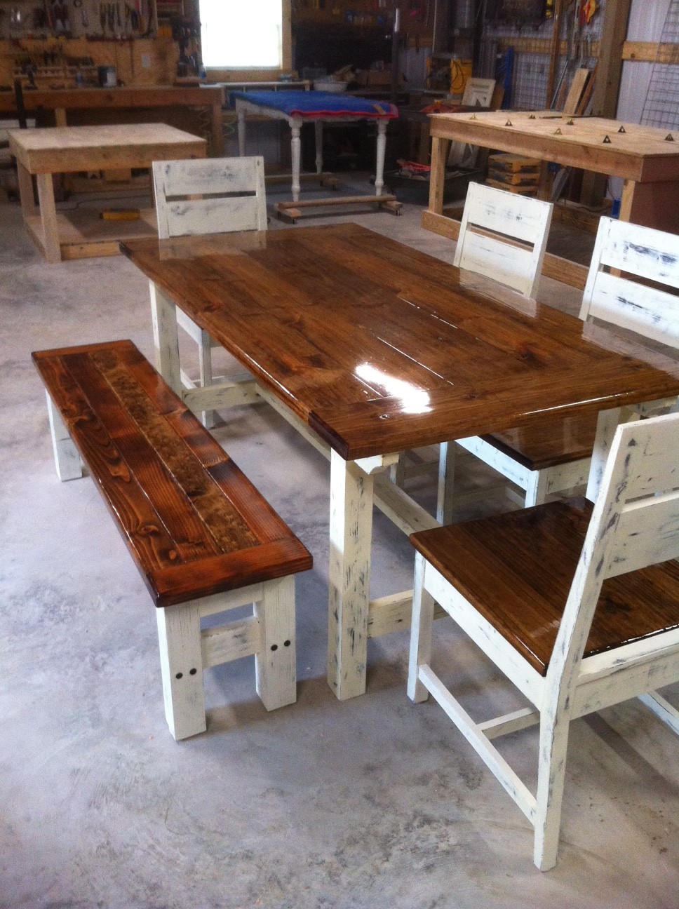 Farm Table, Bench and Chairs Ana White