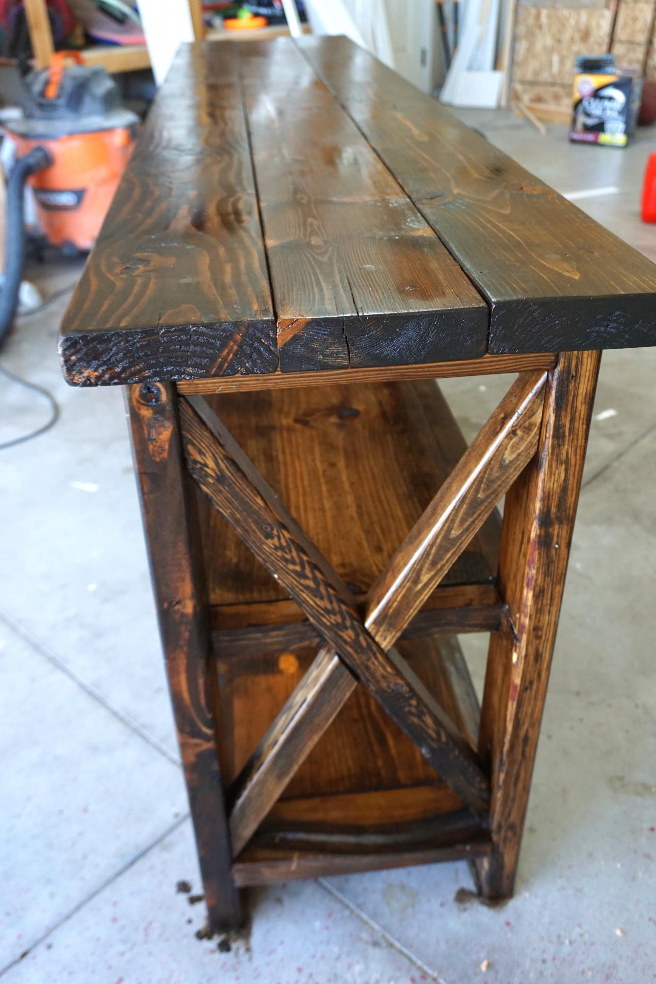 Rustic X Console Table Ana White