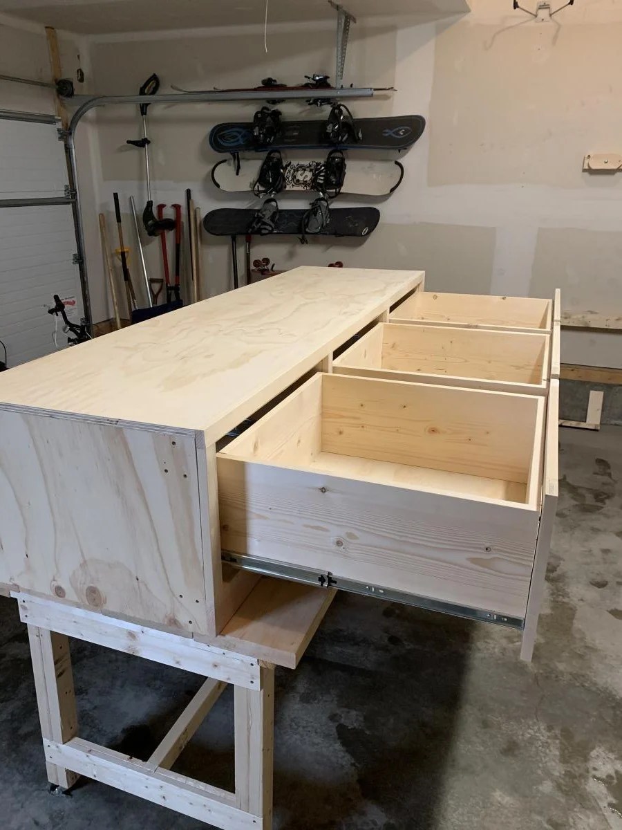 Bench with softclose drawers for Front Entry Ana White