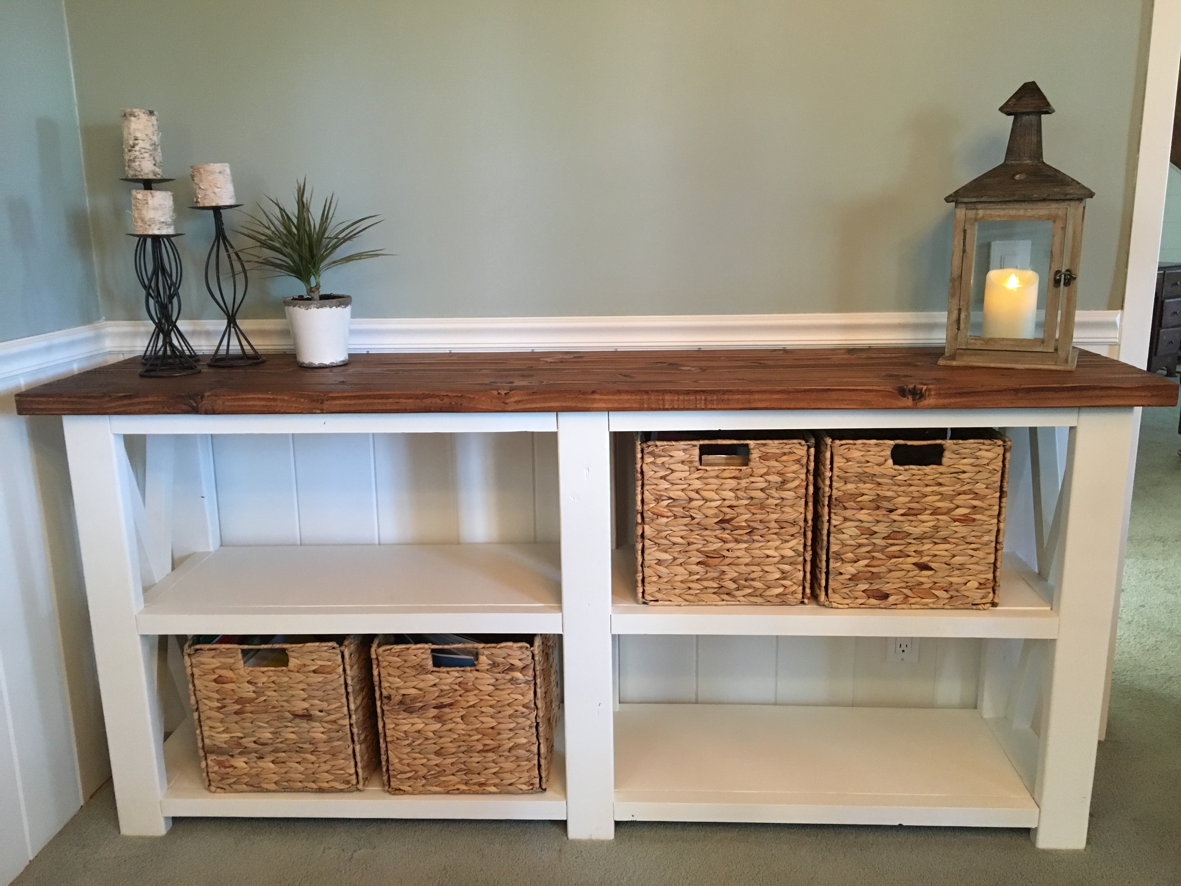 Rustic X for a dining room console table Ana White