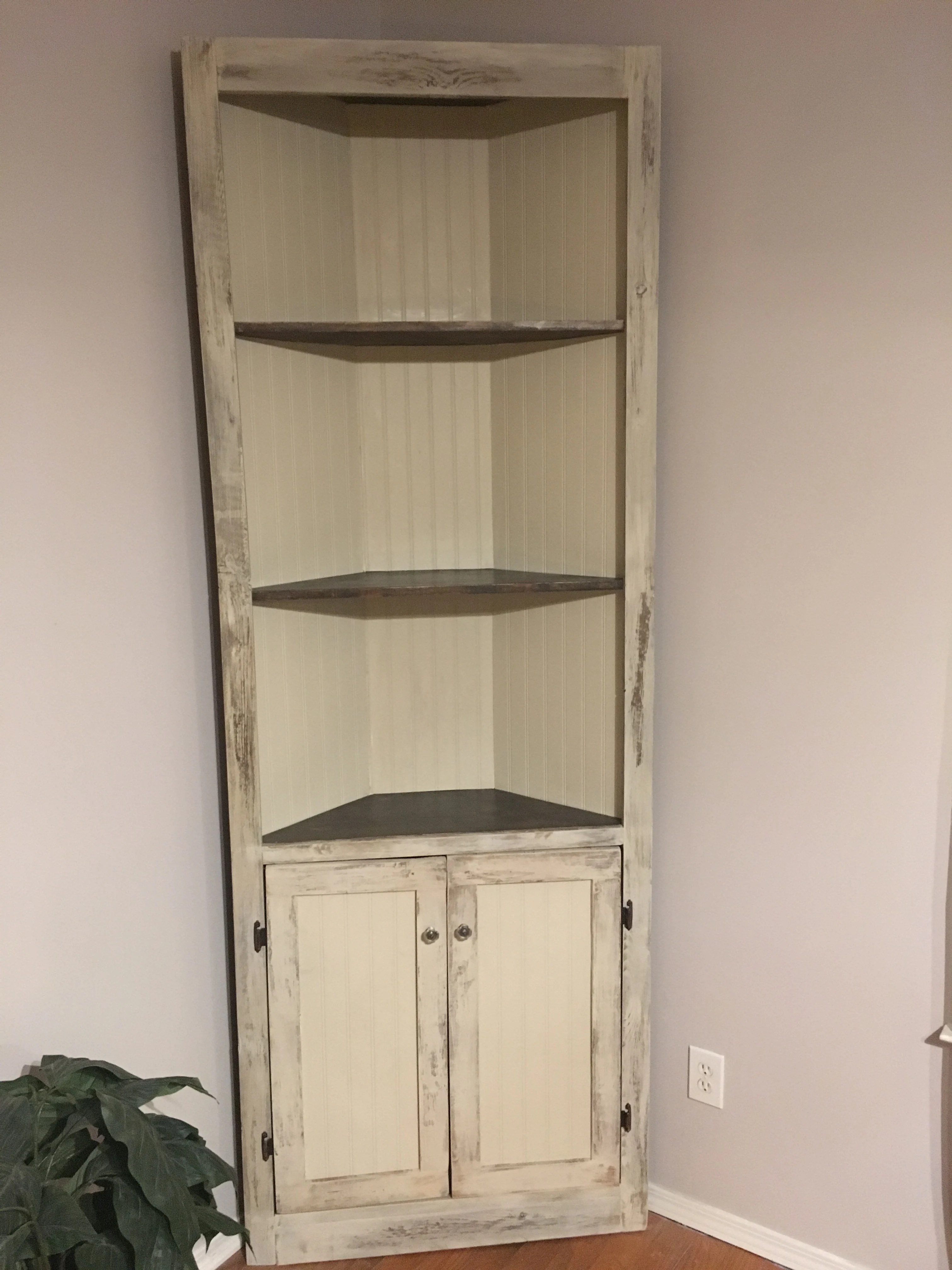 Ana White Distressed antique white corner DIY Projects