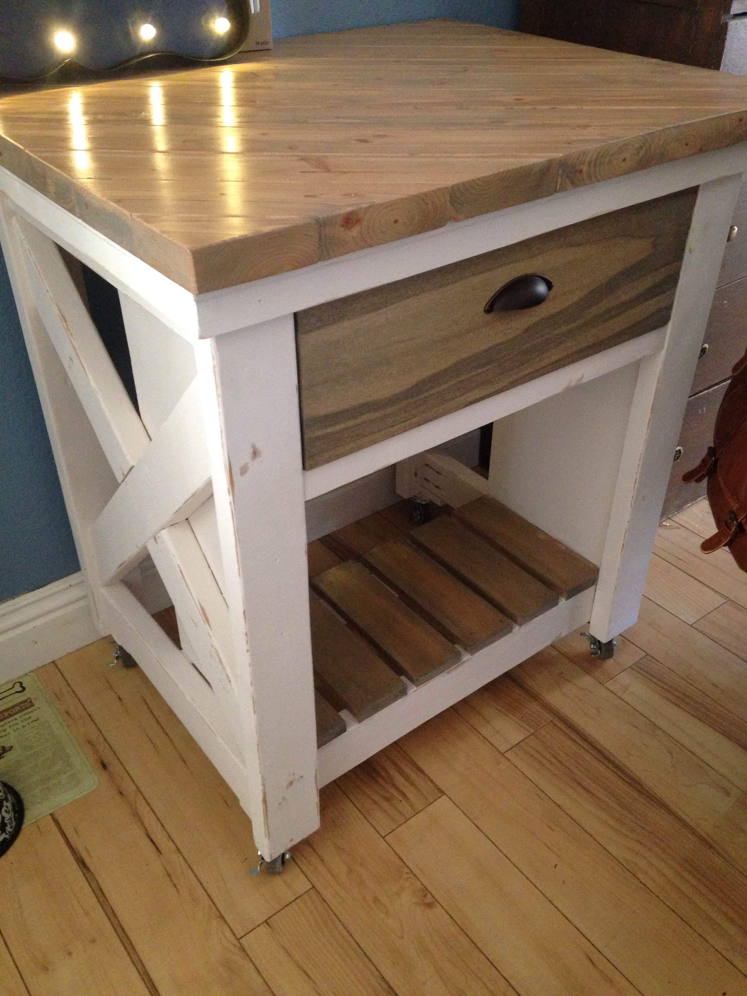 Rustic X Small Rolling Kitchen Island Ana White