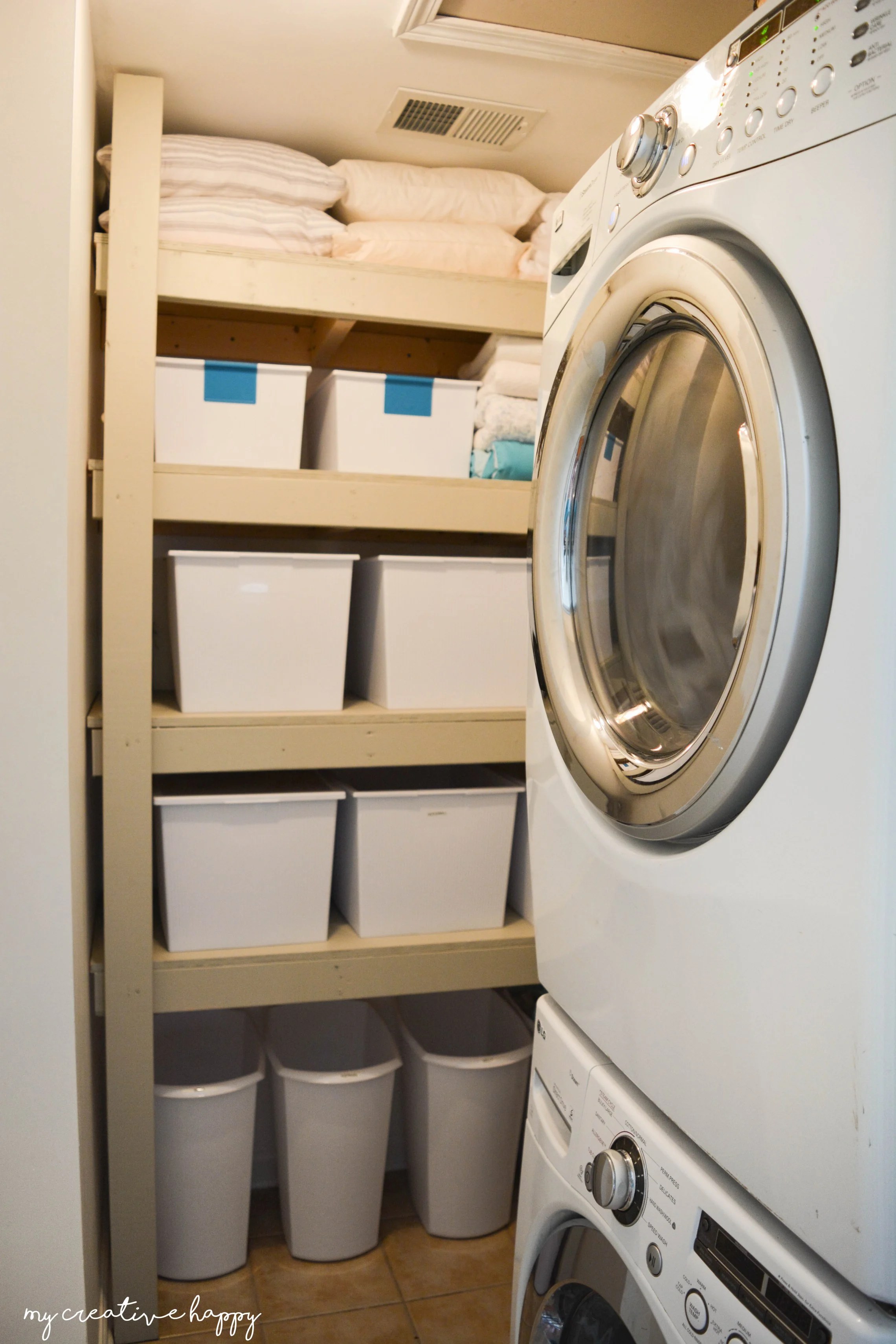 Ana White Floor to Ceiling Laundry Room Shelving DIY Projects