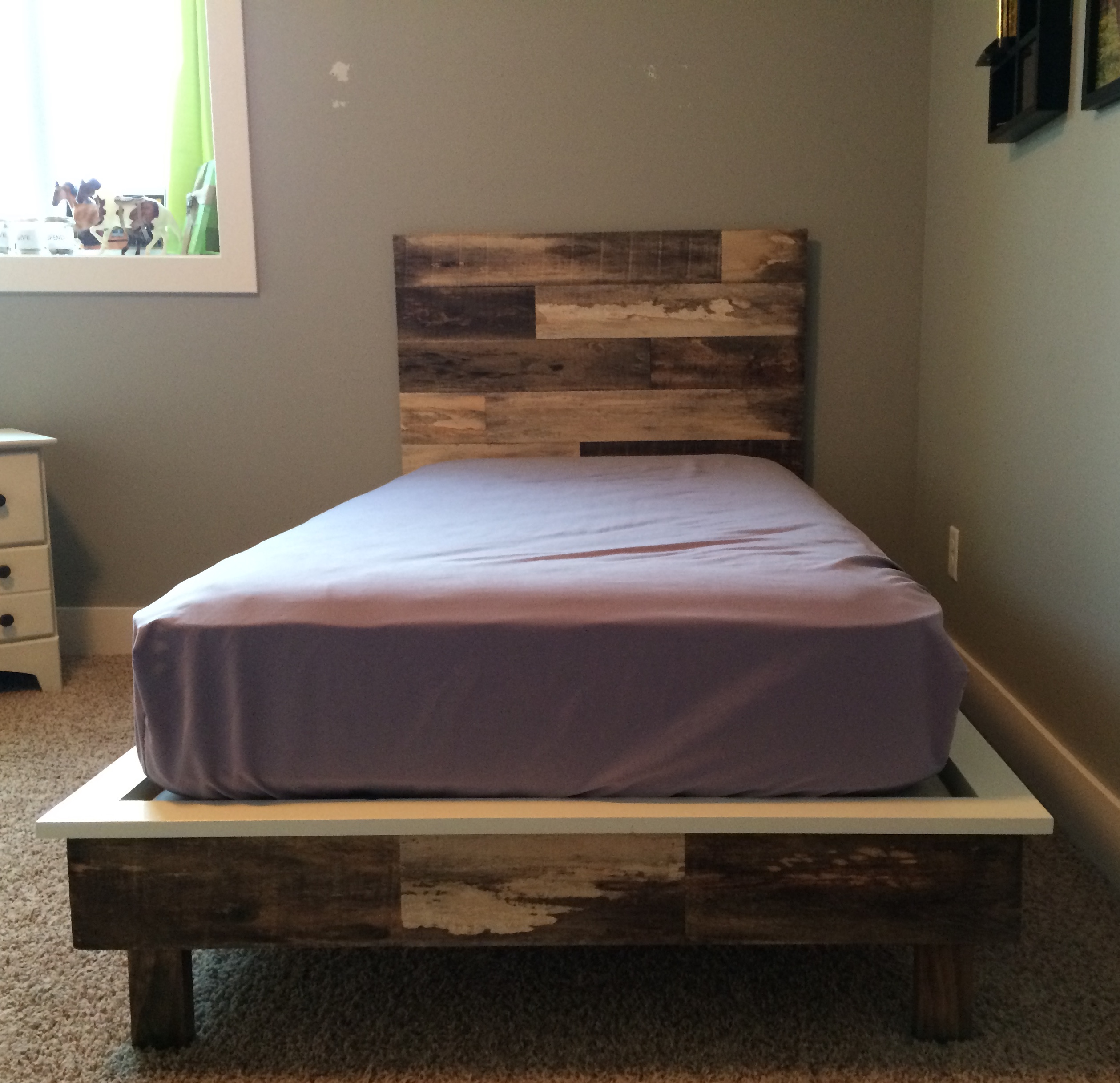 Ana White Fillman Platform Twin with Barn Wood Headboard DIY Projects