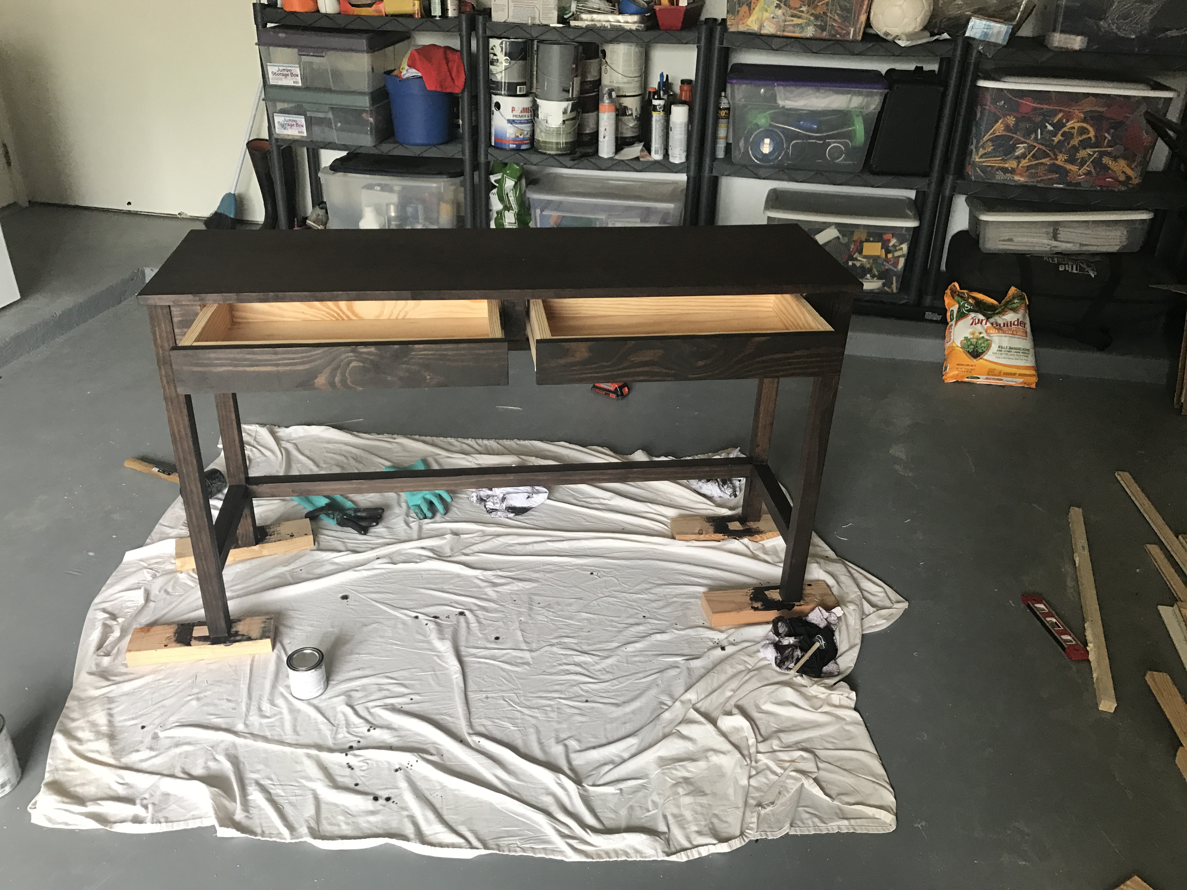 Ana White Makeup Vanity with drawers from modified Tiny House Desk