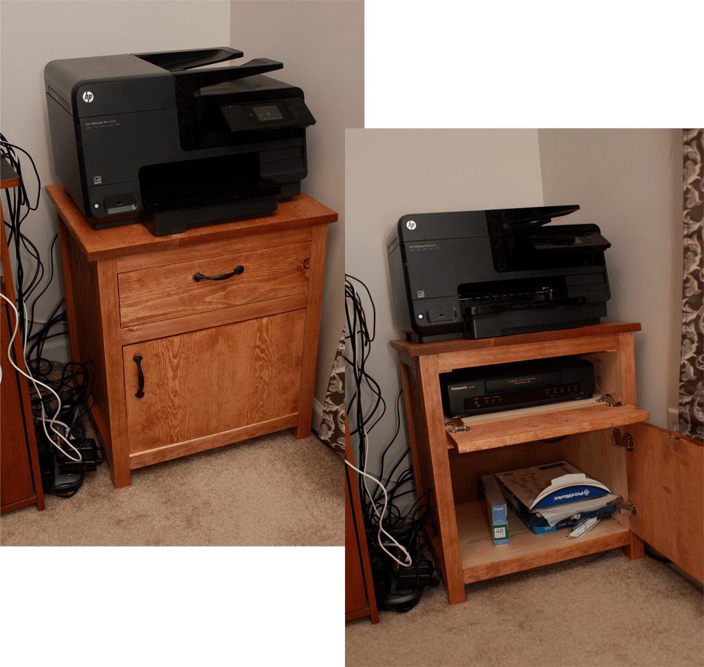 Ana White Printer table (with fold down top door for VCR) DIY Projects