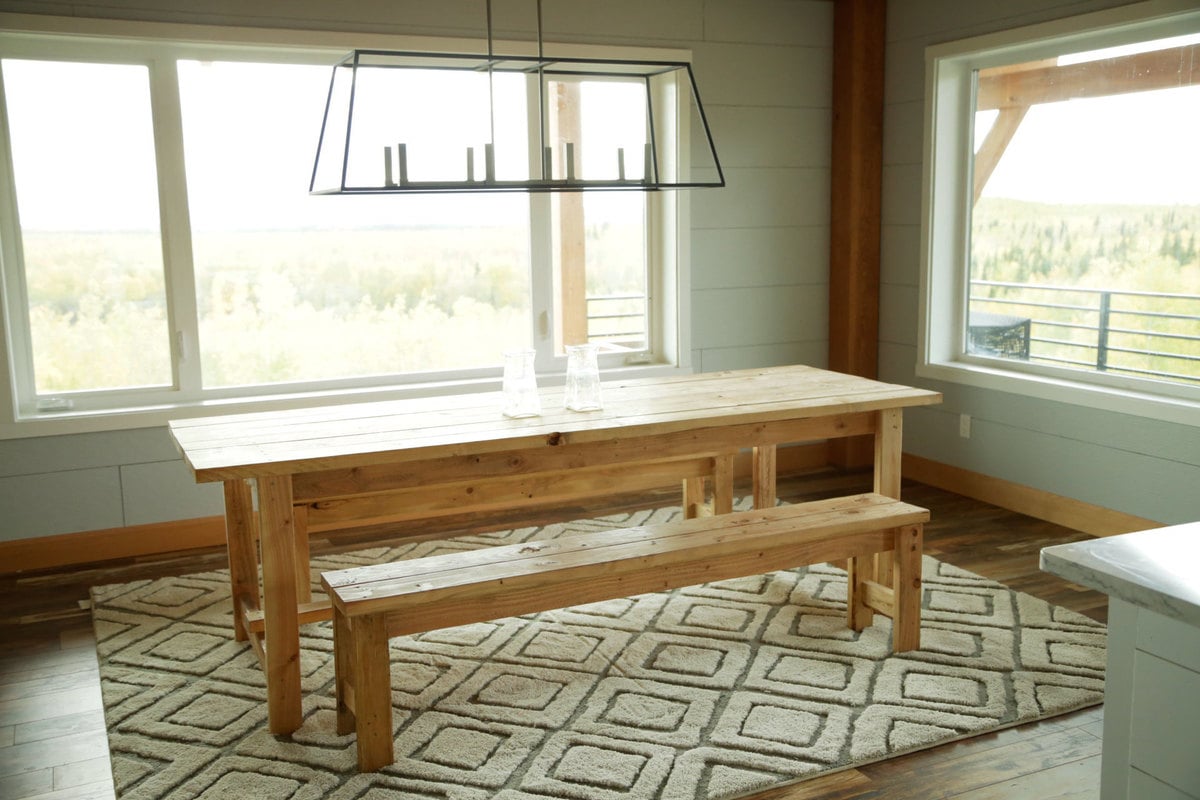 For holiday and other large group meals we may pull the bench to the tables but only for kid. Beginner Farm Table (2 Tools + $50 Lumber) | Ana White