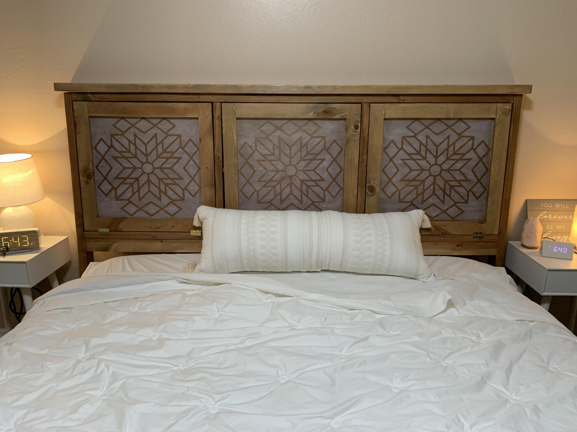 Stenciled Fold Down Headboard Ana White