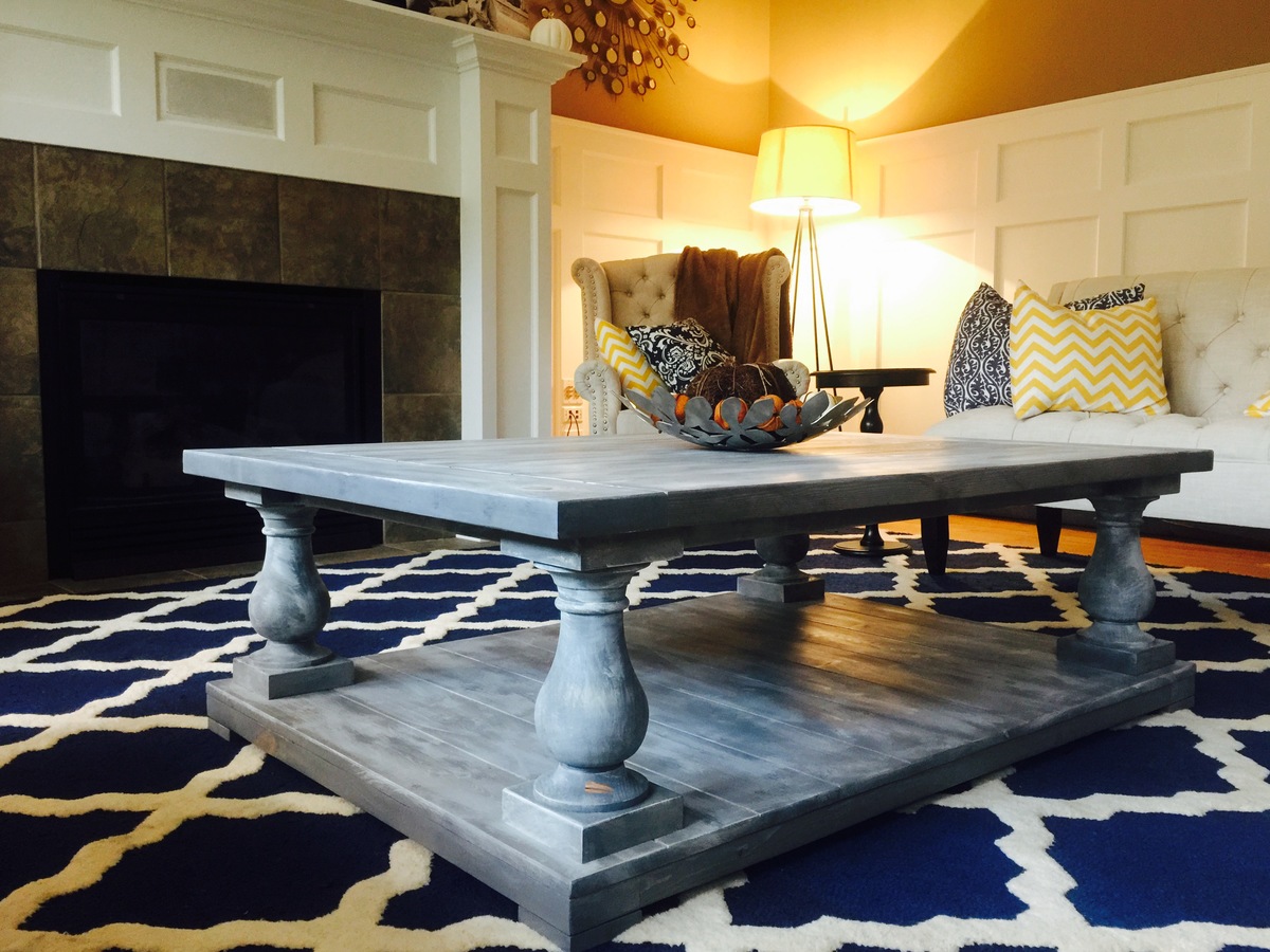 Ana White Balustrade Coffe Table in Driftwood Gray DIY Projects