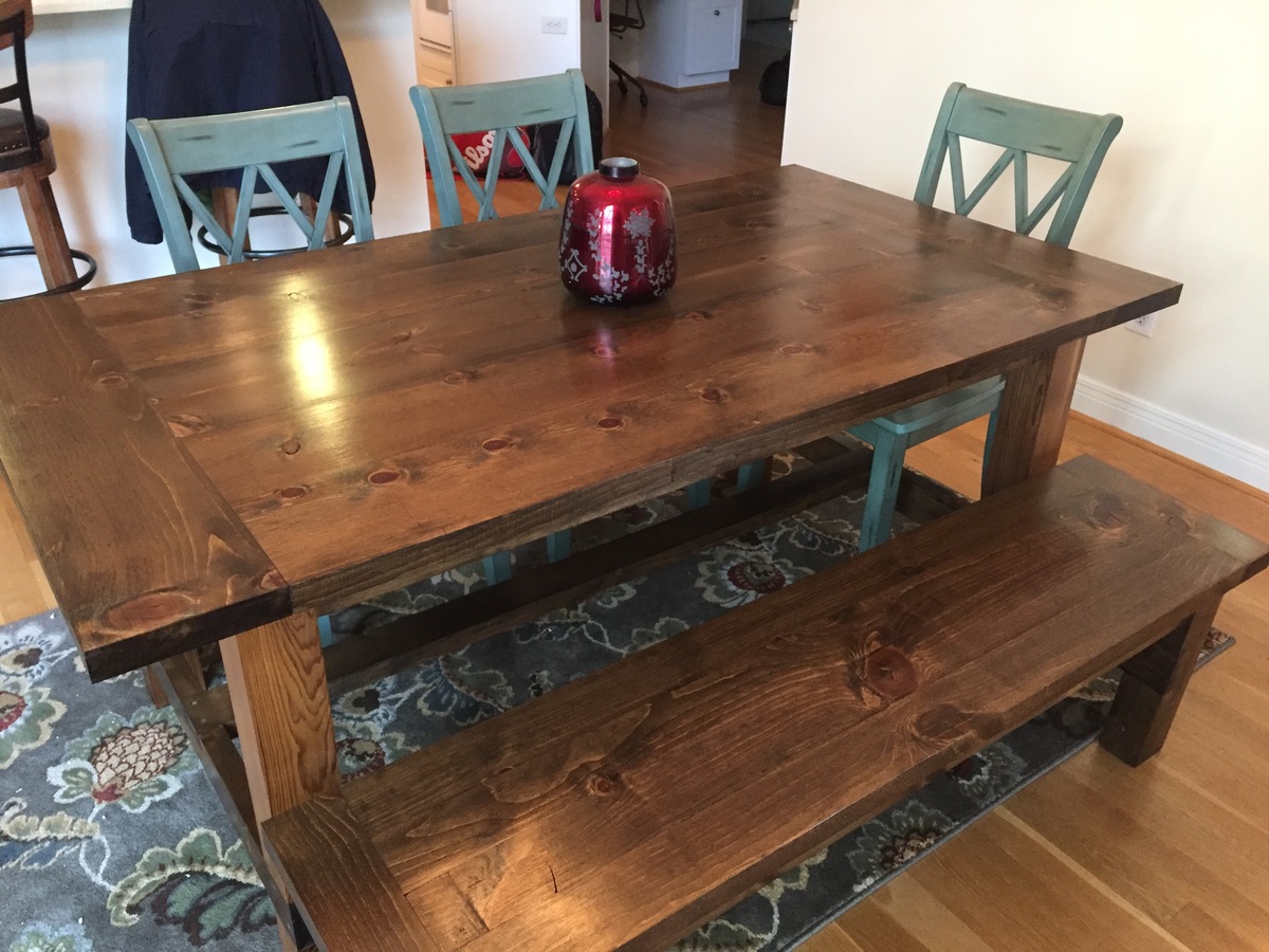 Farmhouse table and bench Ana White