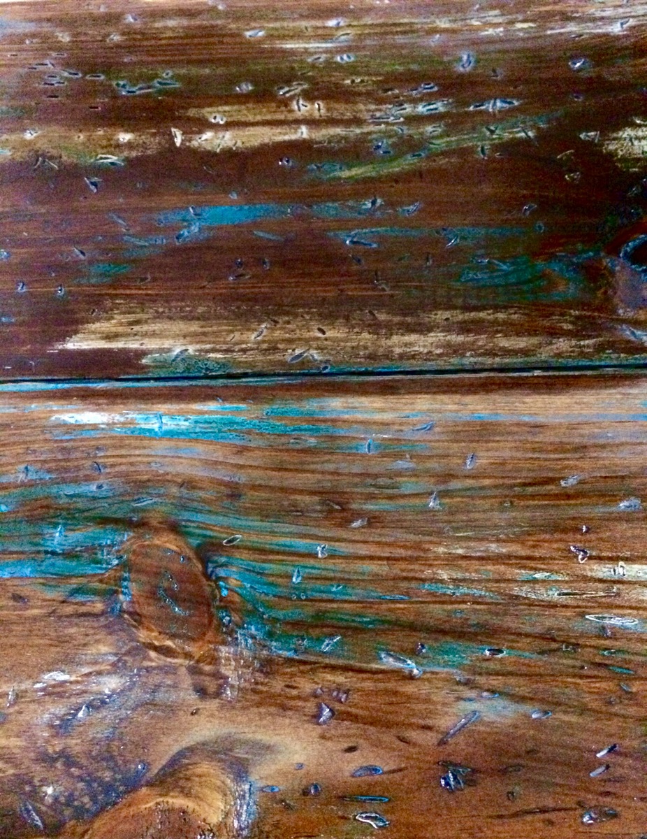 Rustic/distressed console. Paint/stain technique Ana White