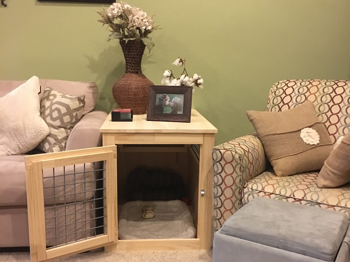 Slightly altered large dog kennel end table Ana White