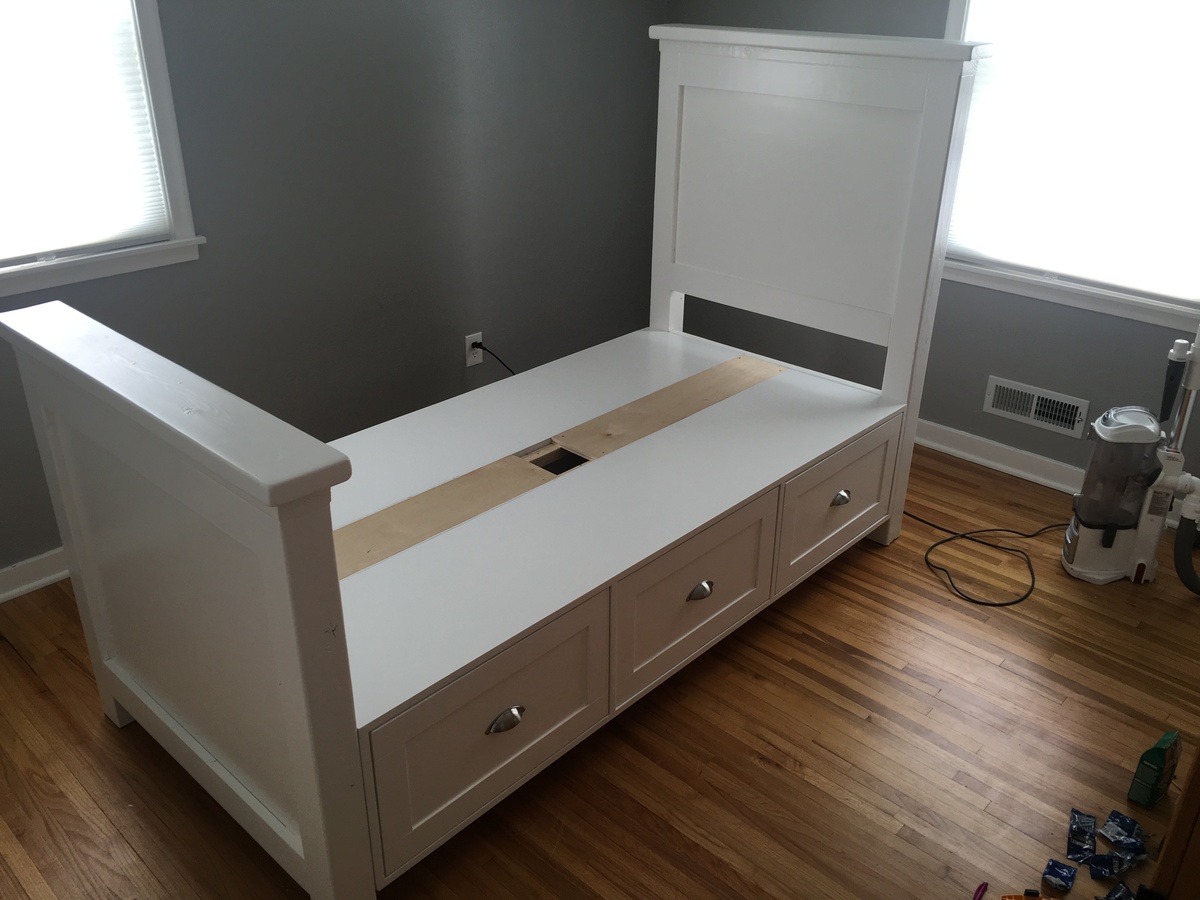 Twin size Farmhouse bed with storage drawers! Ana White