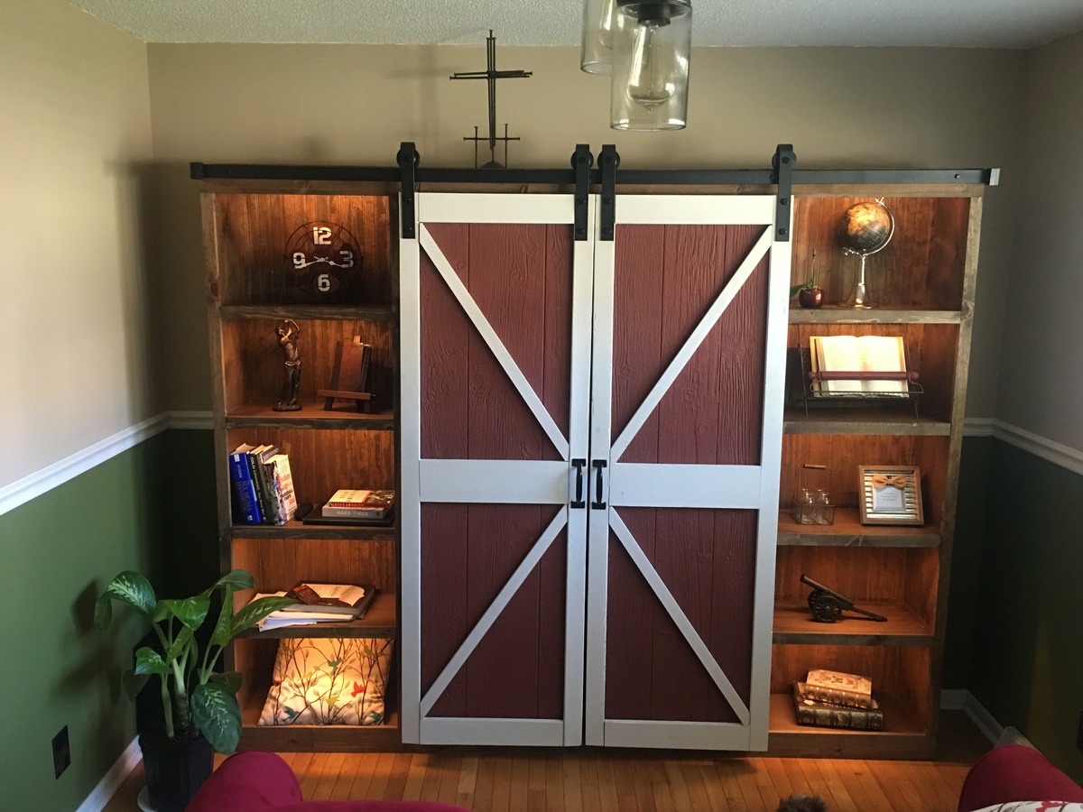 Barn door media wall suite Ana White