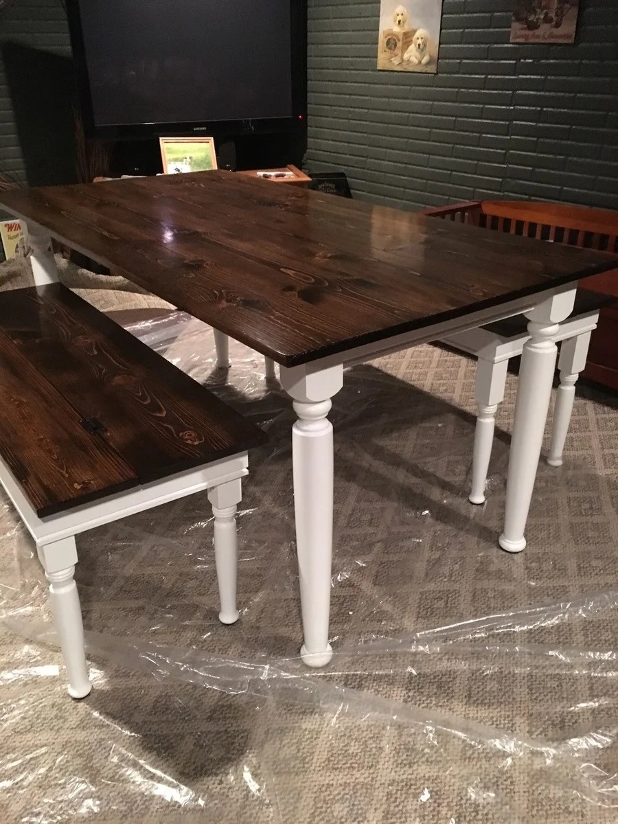 Kitchen table and storage benches Ana White