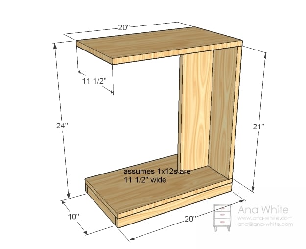 Rolling C End Table or Sofa Table Ana White