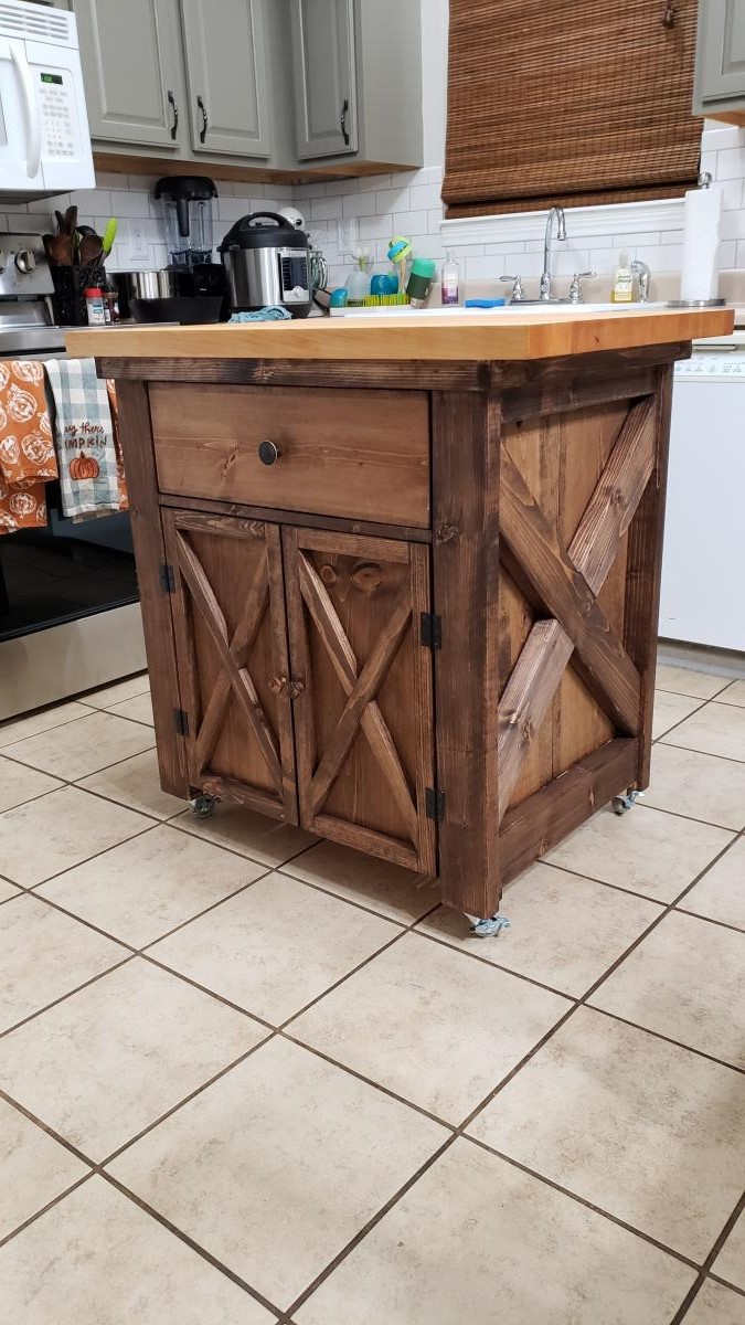 Rustic X Small Rolling Kitchen Island Ana White
