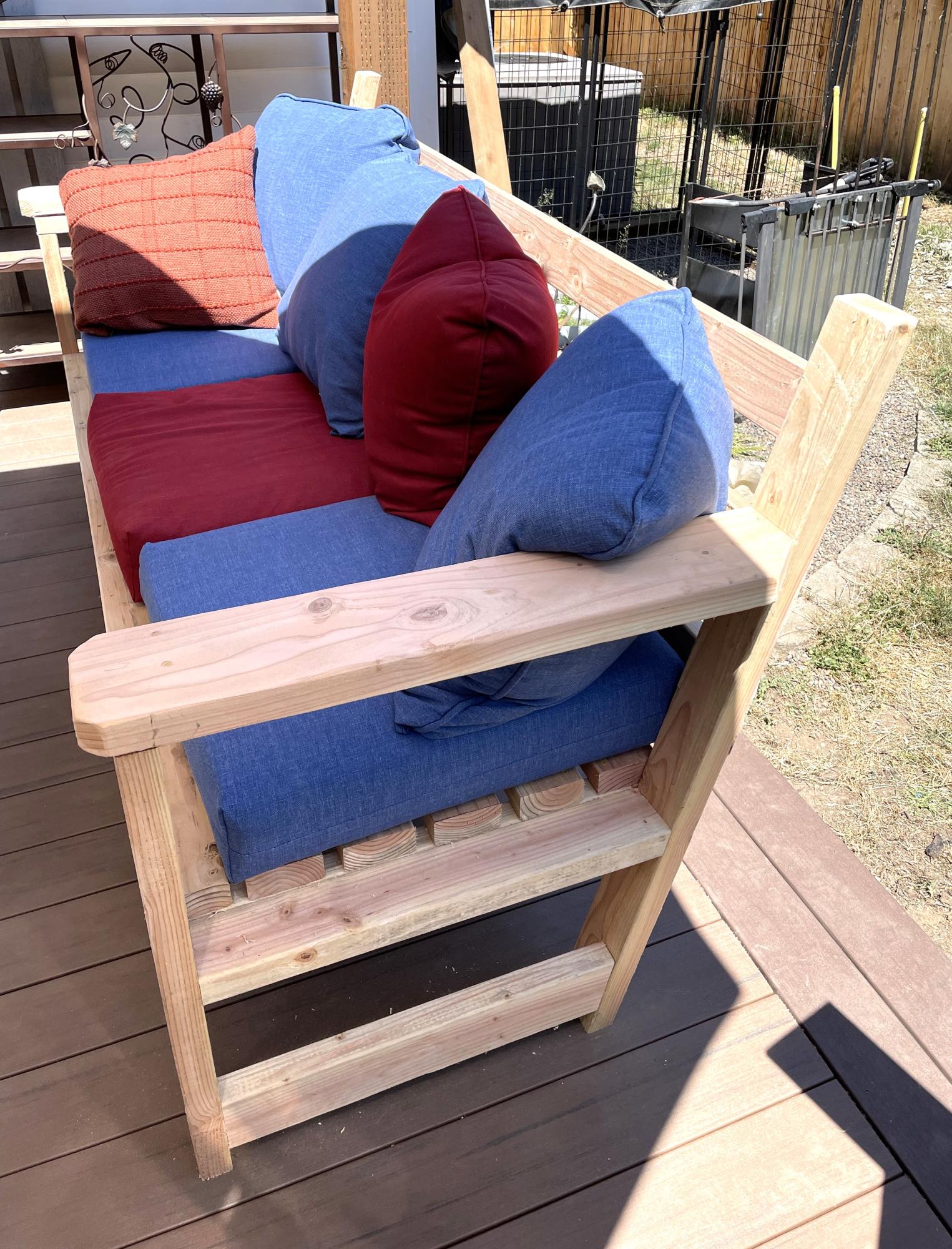 2x4 Outdoor Couch with Sloped Backrest Ana White