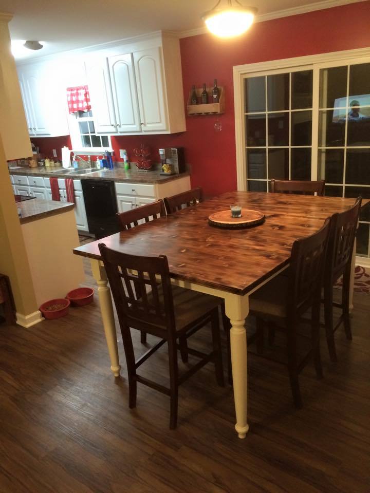 Ana White blowtorch stained kitchen table DIY Projects