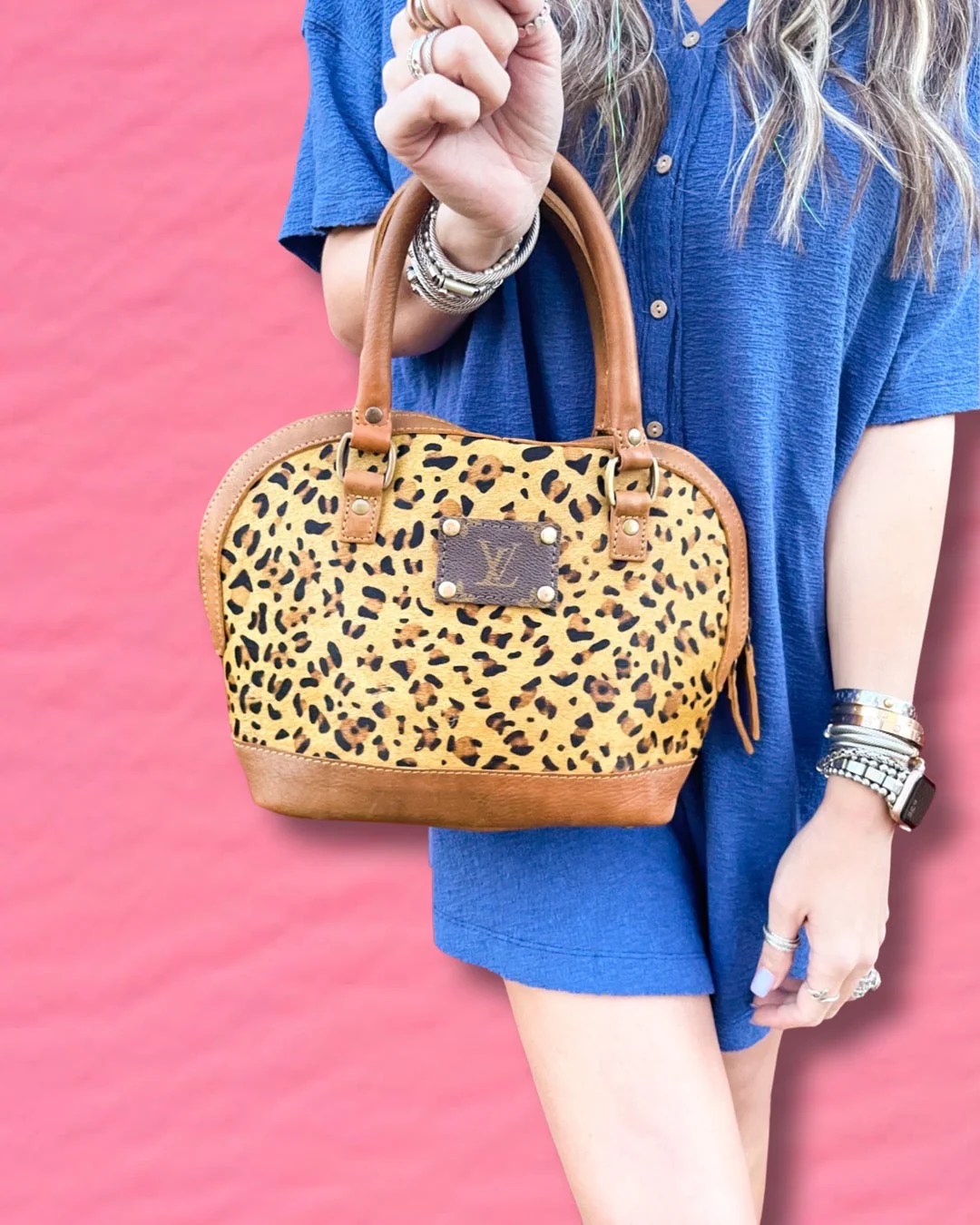 Upcycled LV The Elicia Top Handle Genuine Leather Zip Around Anagails