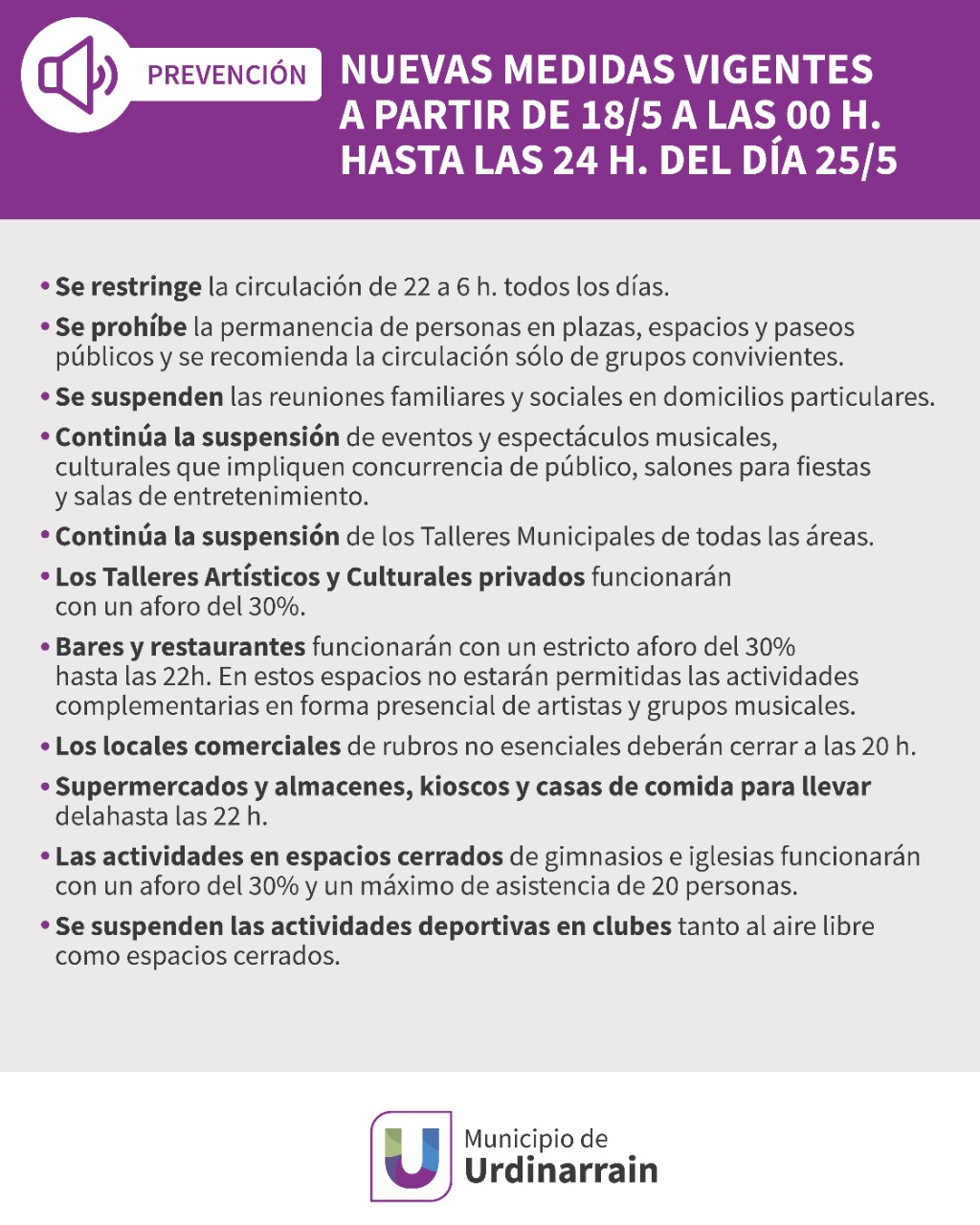 Nuevas medidas de restricción en Urdinarrain Análisis