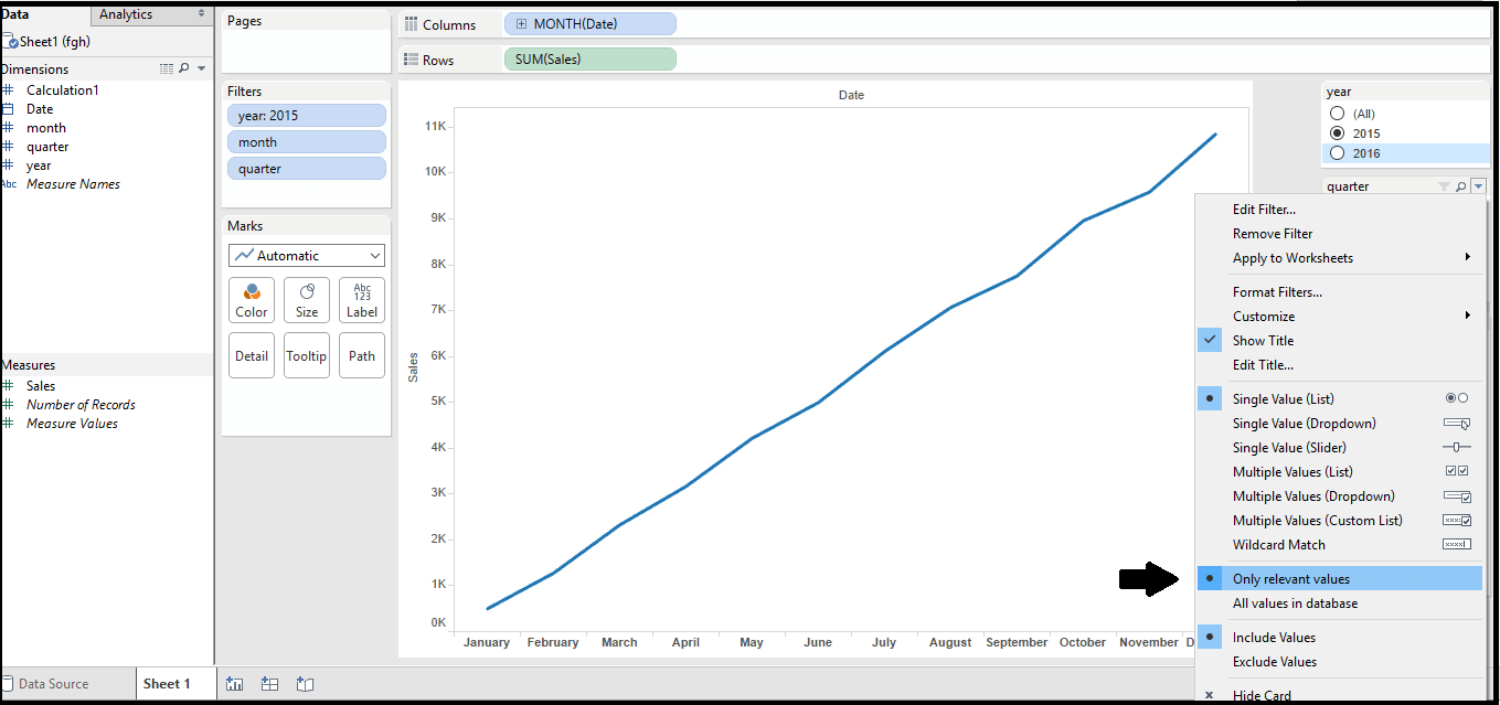 Dependent or Cascaded filters in Tableau Analytics Tuts