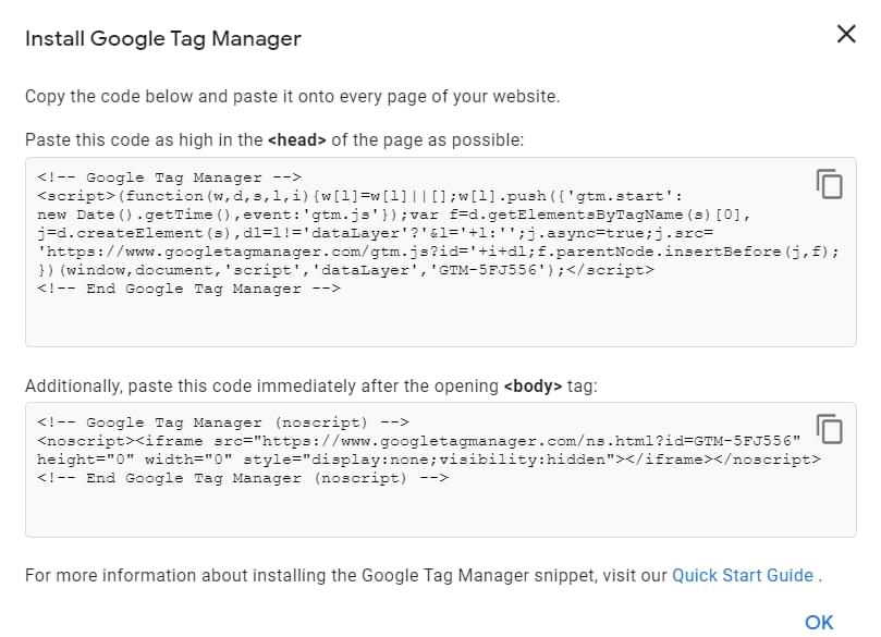 [Solved] GTM noscript code not found either missing or not in body