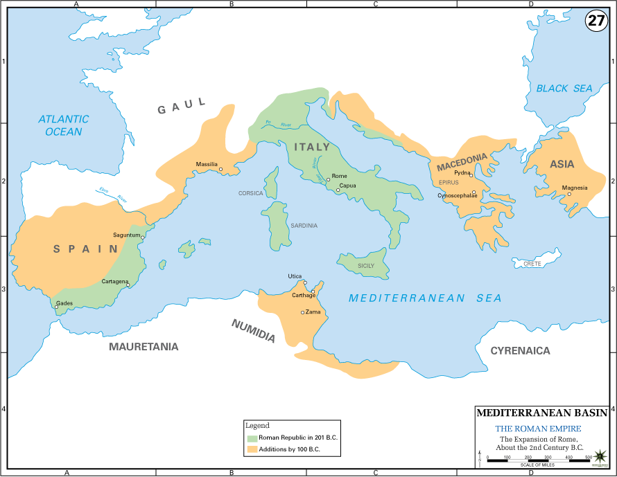 Map of 2nd Century Roman Expansion (Illustration) Ancient History
