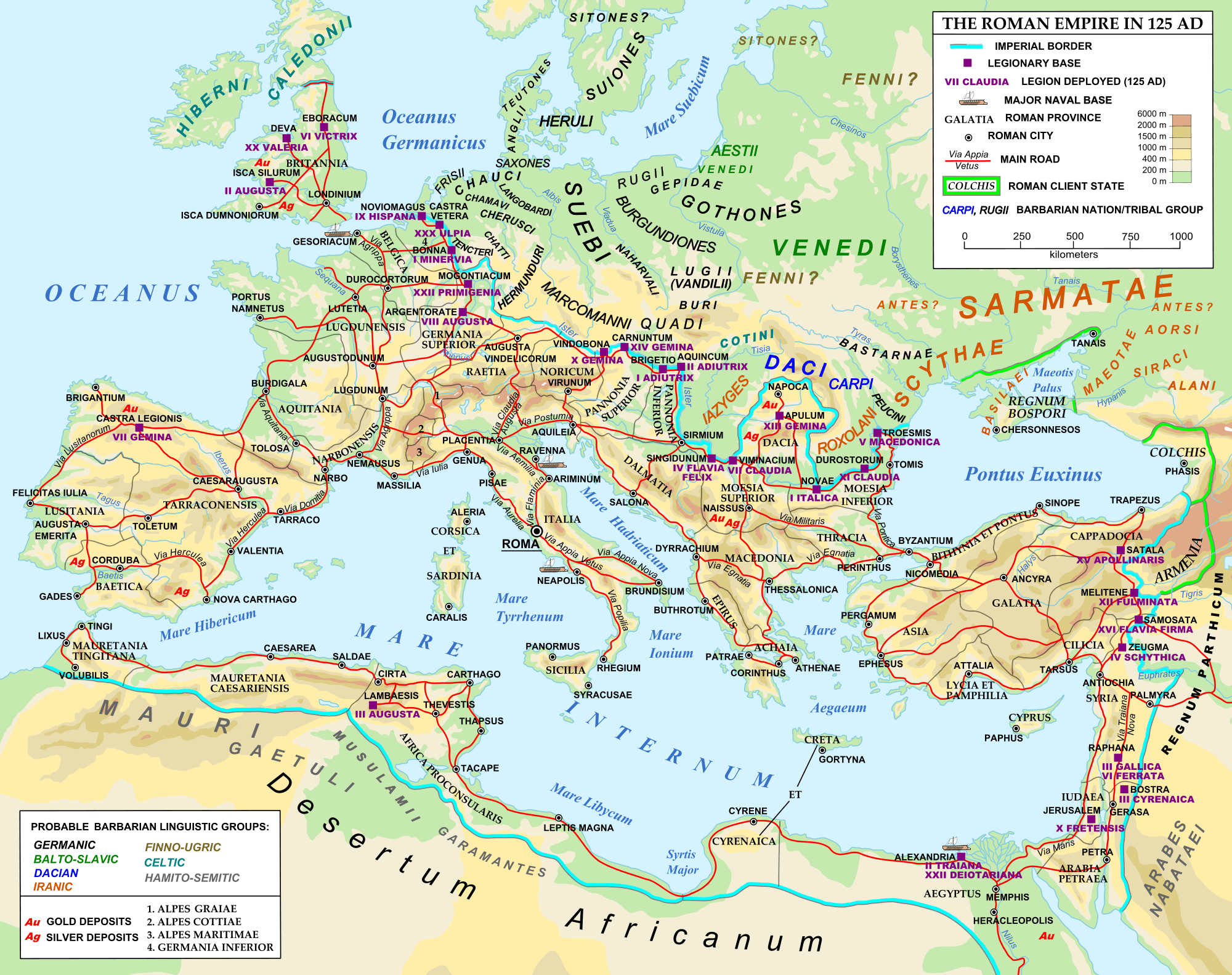 Map of Europe in 125 CE (Illustration) Ancient History Encyclopedia