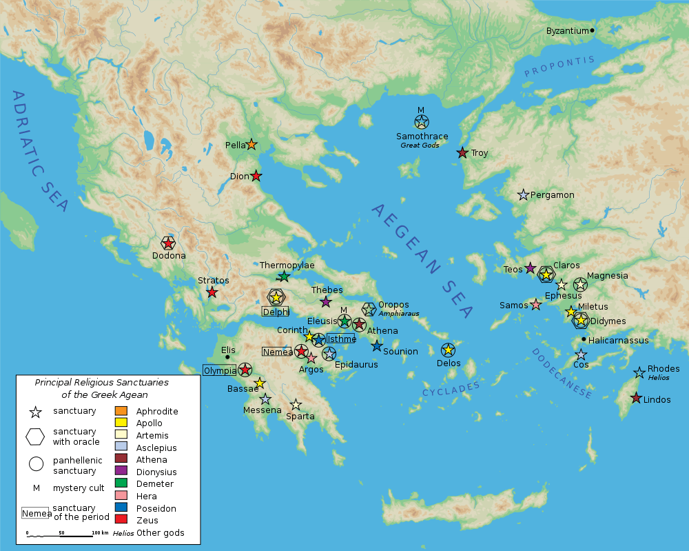 Map of Classical Greek Sanctuaries (Illustration) Ancient History